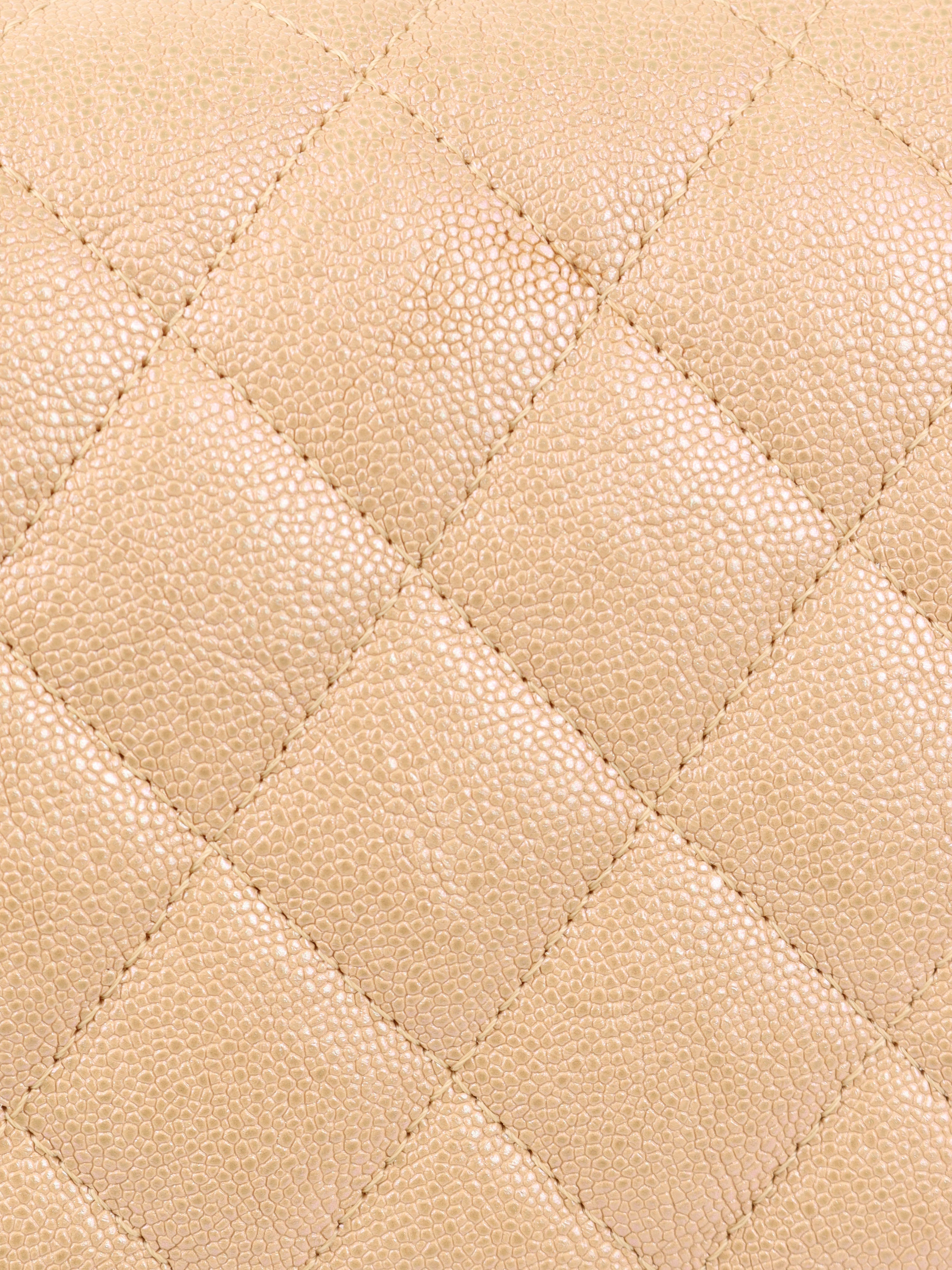Chanel Iridescent Beige Caviar Medium Double Classic Flap Bag with Light Gold Hardware - Luxury Shoulder Bag for Women, Perfect for Parties, Weddings & Special Occasions