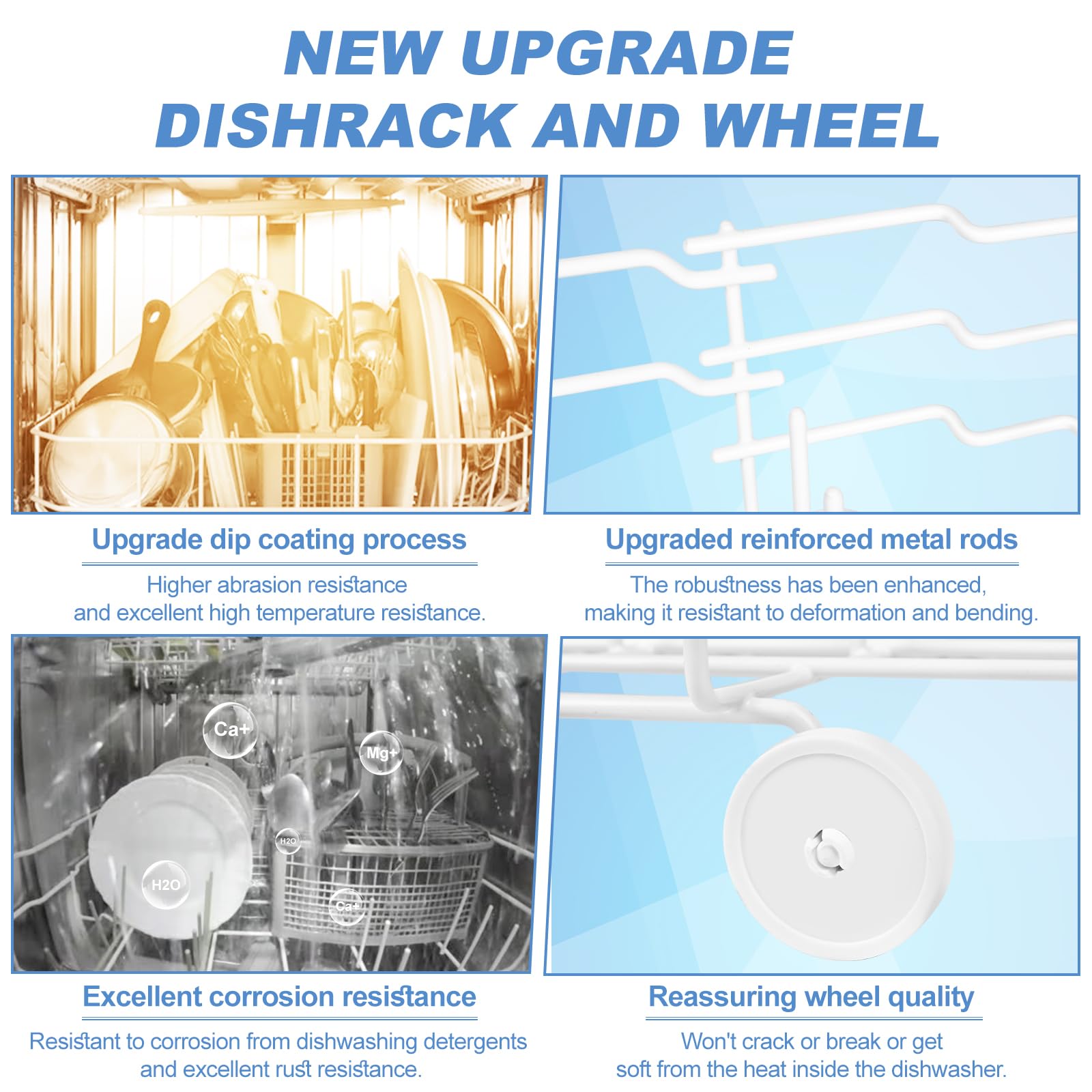 Upgrade 808602302 Lower Dishrack Assembly for Kenmore & Frigidaire Dishwashers - Compatible with 154174501 Wheels, Replaces 154432602/154432601/154319706 - Durable Dishwasher Bottom Basket with 1-Year Warranty - Perfect for Kitchen Dish Organization & Replacement Parts