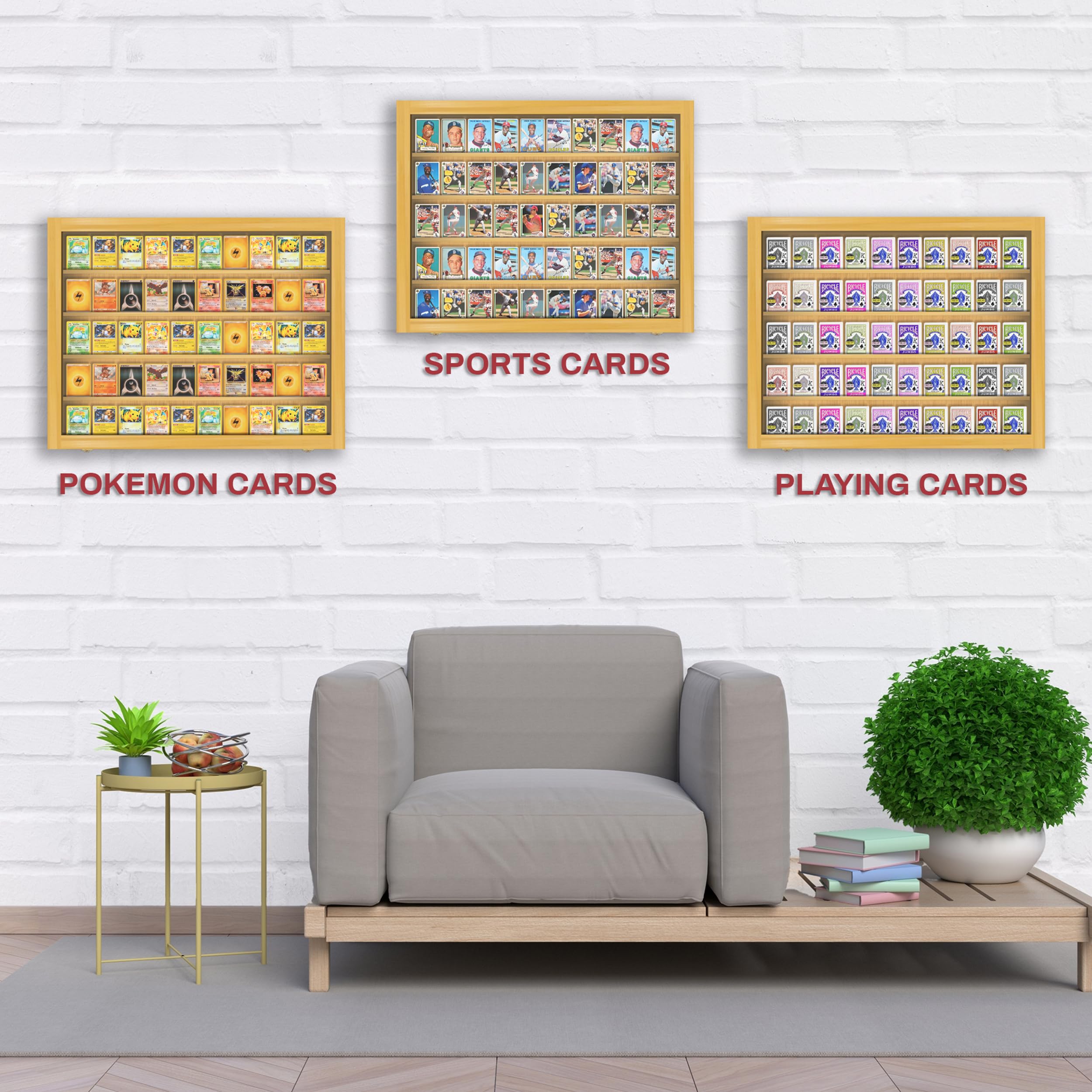 Baseball Card Display Case - Lockable Sports Card Frame Holds 50 Ungraded Cards with UV Protection - Perfect for Pokemon, Football & Basketball Trading Cards | Ideal for Collectors, Home Decor & Gift Giving