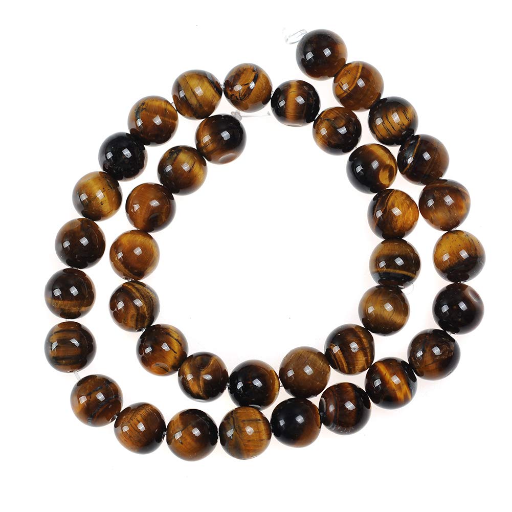12mm Natural Yellow Tiger Eye Stone Beads - Round Loose Gemstone Beads for Jewelry Making, DIY Crafts, Healing Crystal Energy (1 Strand 15