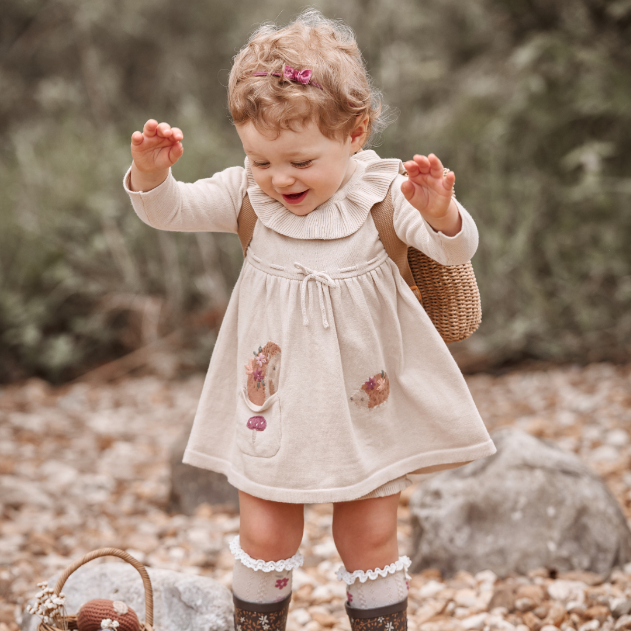 Adorable Hedgehog Knit Ruffle Collar Dress for Women - Cute Animal Print Sweater Dress for Casual Wear, Dates & Photo Shoots