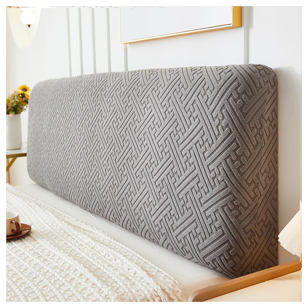 Stretch Bed Headboard Cover - Dustproof & Washable Jacquard Slipcover for Full, Queen & King Size Beds - Dark Gray (78.7in/2.0m) - Perfect for Bedroom Decor & Headboard Protection
