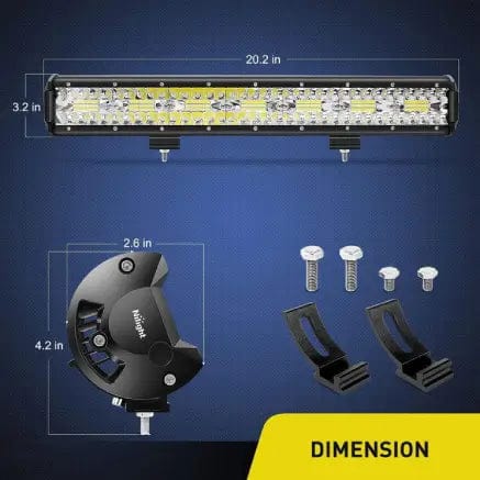 420W 20-Inch Triple Row LED Light Bar Combo Kit with 4Pcs 60W 4-Inch Spot Flood Light Pods - Perfect for Off-Road Trucks, ATVs, UTVs, and Marine Applications