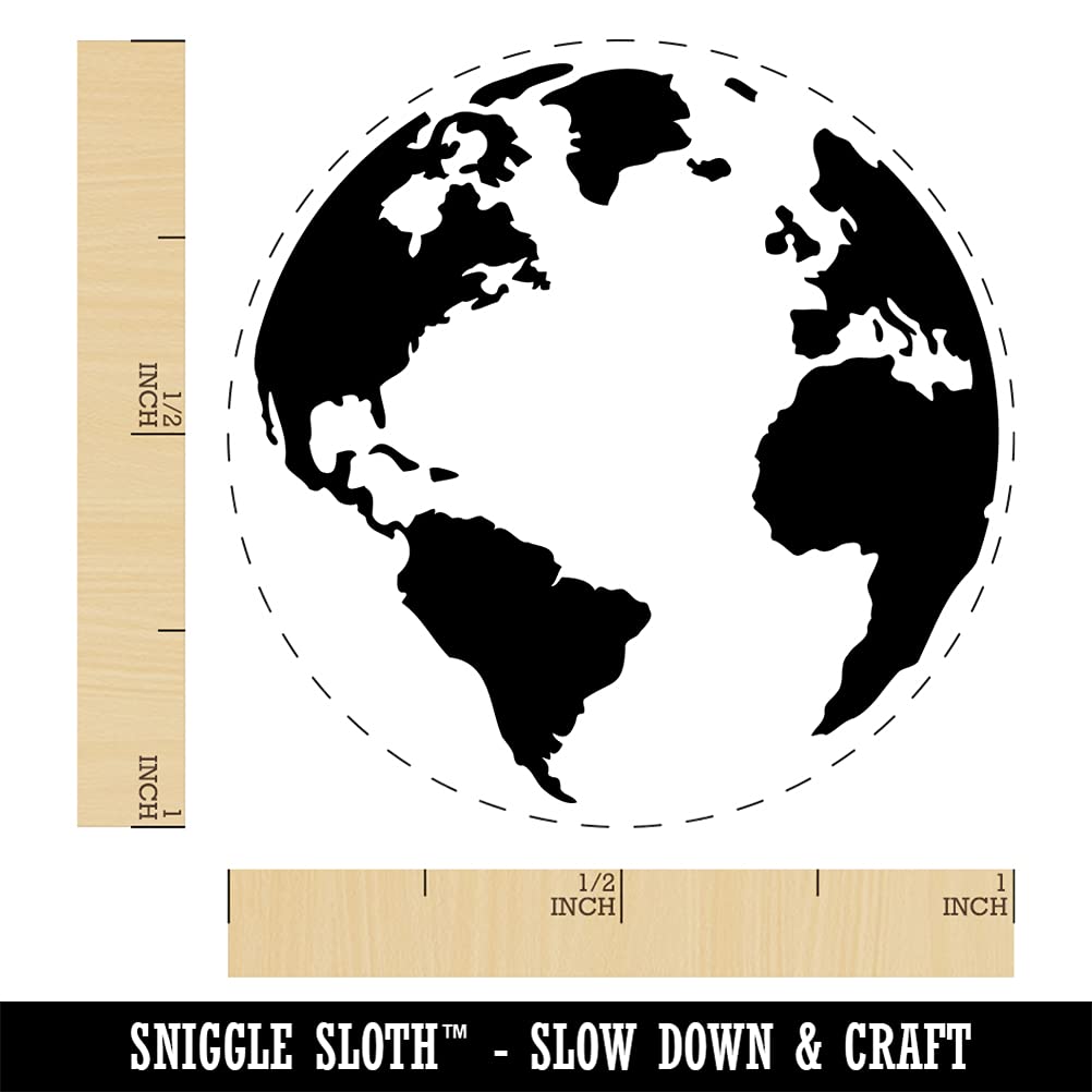 1 Inch Medium Globe of Earth Self-Inking Rubber Stamp with Black Ink - Perfect for Crafting, Scrapbooking, Planner Decoration & DIY Projects
