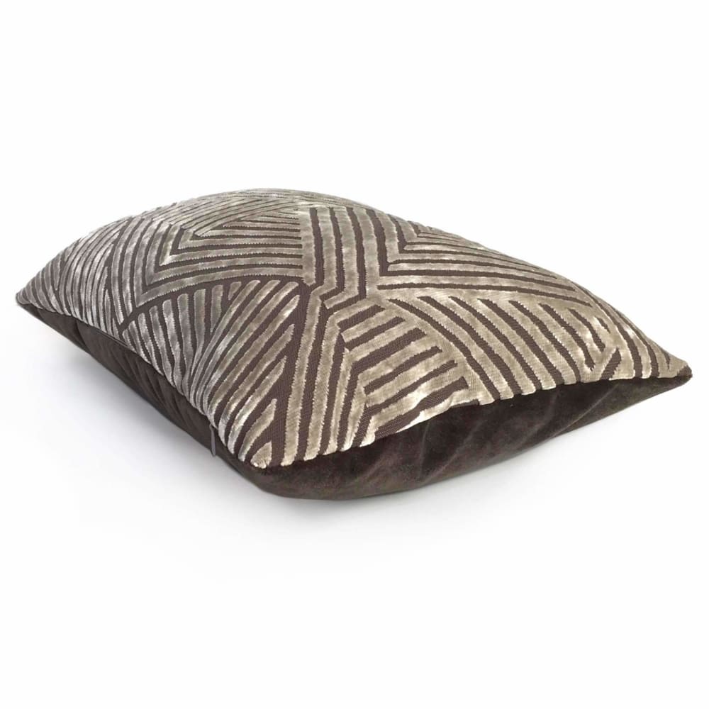 Soho Taupe Beige Cut Velvet Geometric Lines Pillow Cover - Modern Home Decor for Living Room, Bedroom & Sofa - Soft Decorative Throw Pillow Case 16x16 18x18 20x20 Inches