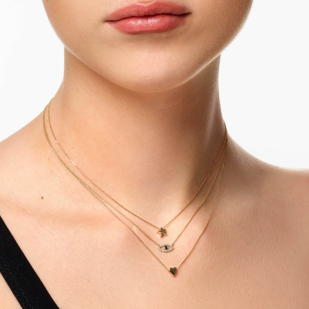 10k Gold Diamond Evil Eye Necklace for Women - Protection Jewelry Gift for Birthday, Anniversary & Everyday Wear