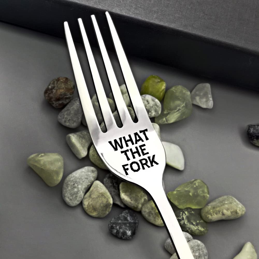 Funny Engraved Stainless Steel Dinner Forks - 8 Inch Inspirational 