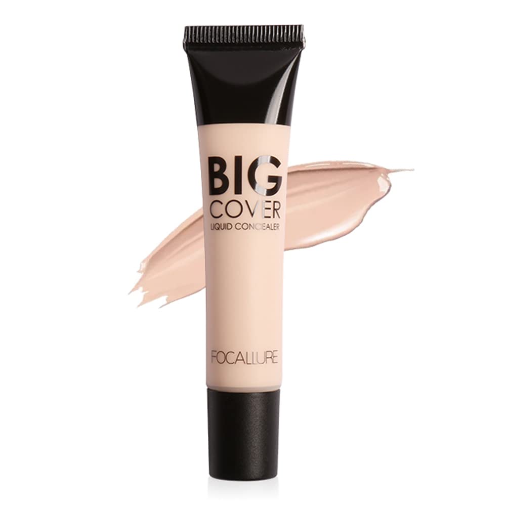 FOCALLURE Full Coverage Liquid Concealer - Oil Control Face Makeup, Long Lasting & Non-Cracking Concealer for Flawless Skin | Perfect for Daily Wear, Photo Shoots & Special Occasions