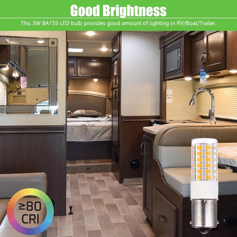 BA15s Single Contact Bayonet LED Bulb 12V S8 1141 1156 - 3W 2700K-3000K Warm White Light for Outdoor Landscape, Path, Deck & RV Lighting (6 Pack) - Energy Efficient Replacement for Traditional Halogen Bulbs