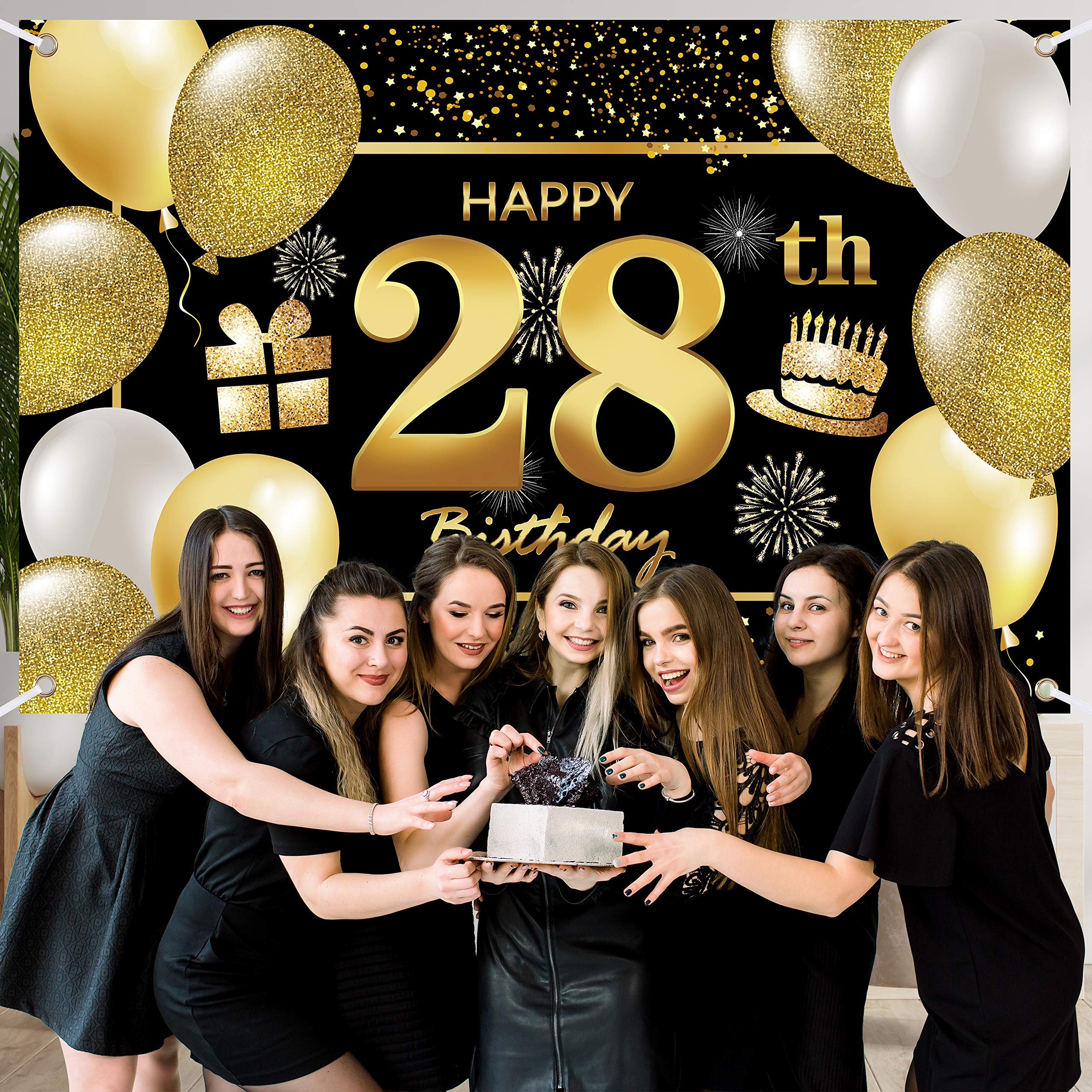 28th Happy Birthday Banner - Premium Birthday Decorations for Men - Party Backdrop & Supplies - Perfect for Indoor & Outdoor Celebrations