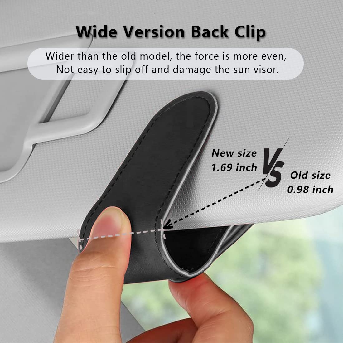 Magnetic Leather Car Visor Sunglass Holder - 2 Pack Black, Secure & Stylish Sunglasses Storage for Driving, Travel & Outdoor Activities