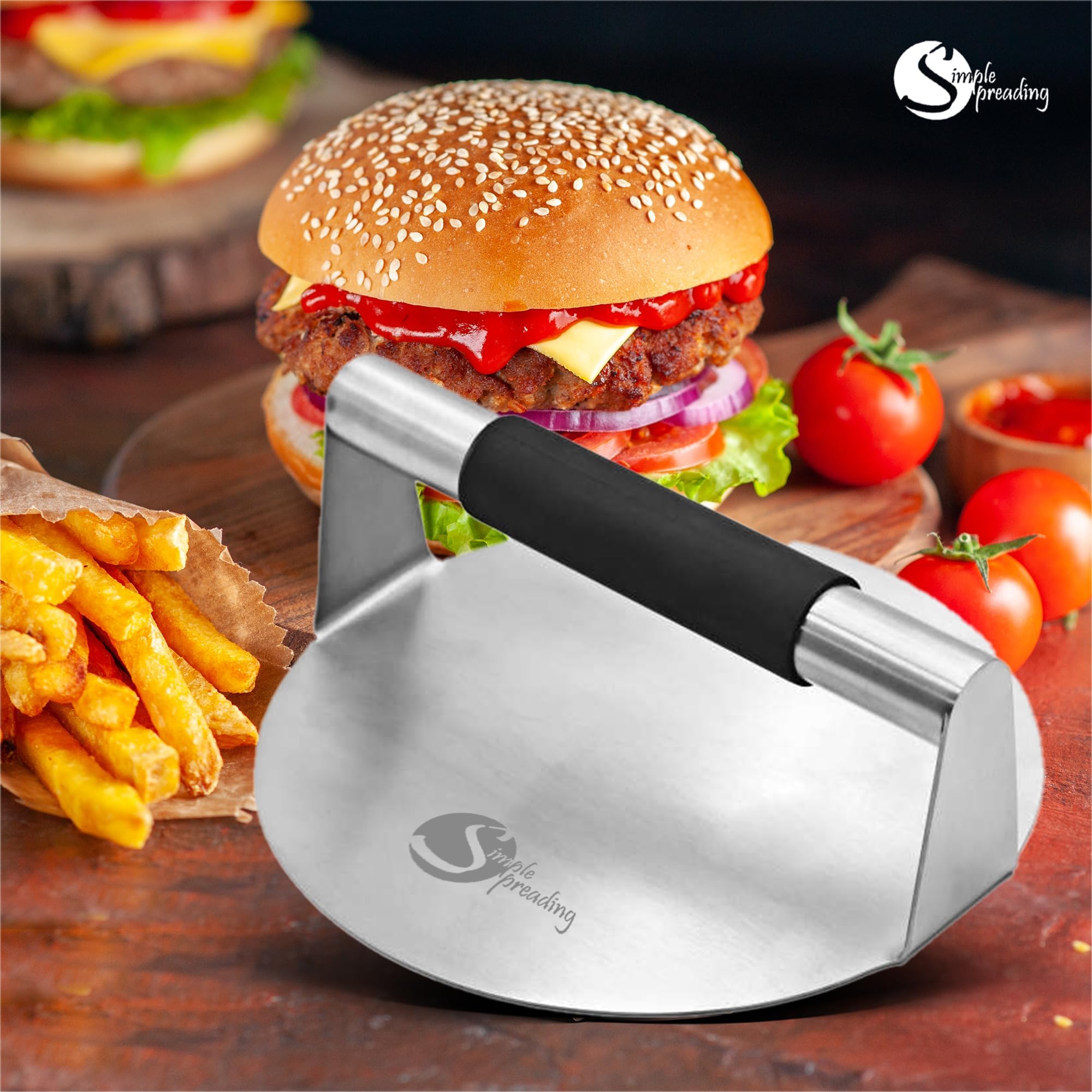 Stainless Steel Smash Burger Press with Fun Quotes - 5.5