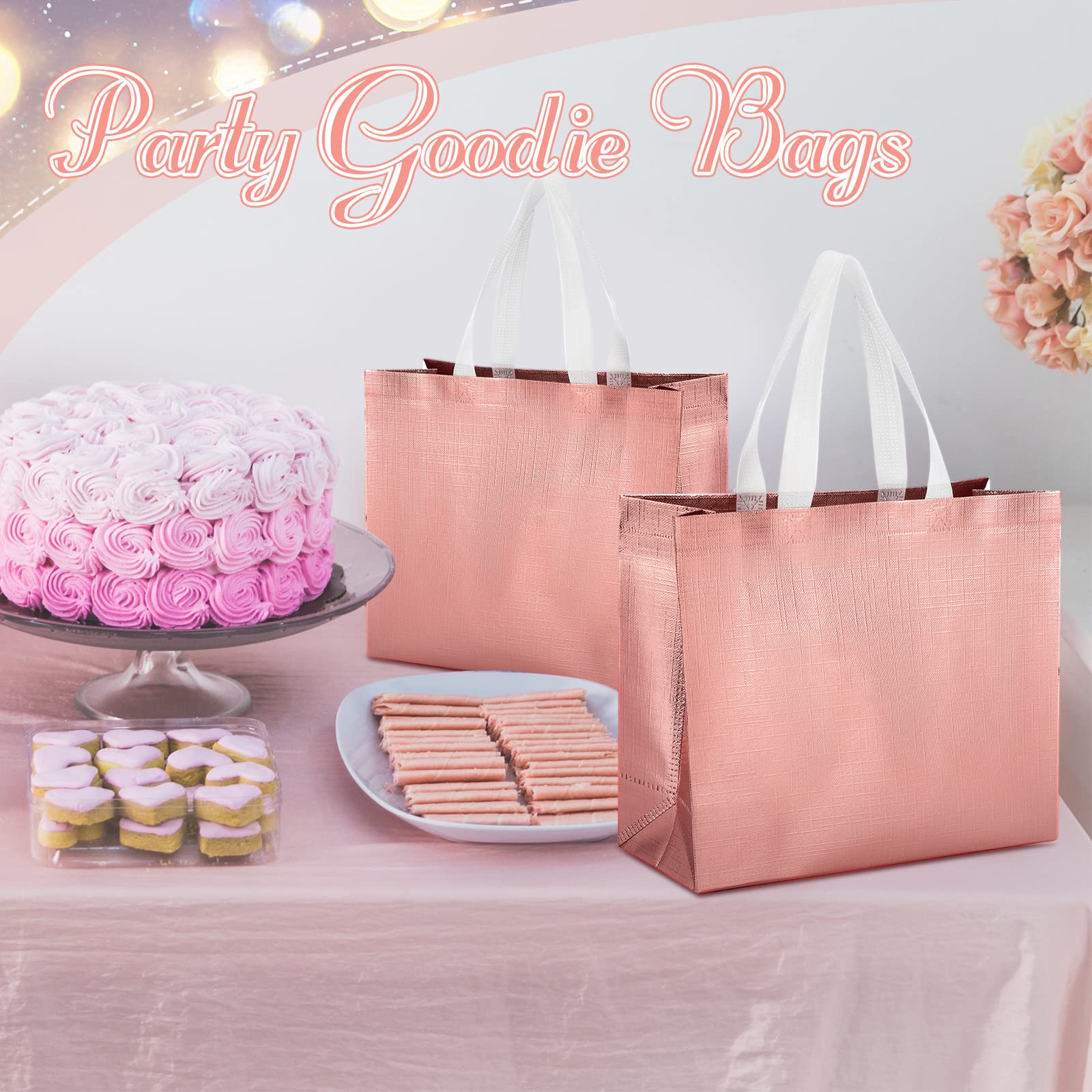 Reginary 72 Pack Reusable Gift Bags with Handles - Glossy Grocery Tote Bags for Wedding, Bridesmaid, Birthday & Christmas - Perfect for Party Favors, Holiday Shopping & Eco-Friendly Gifting