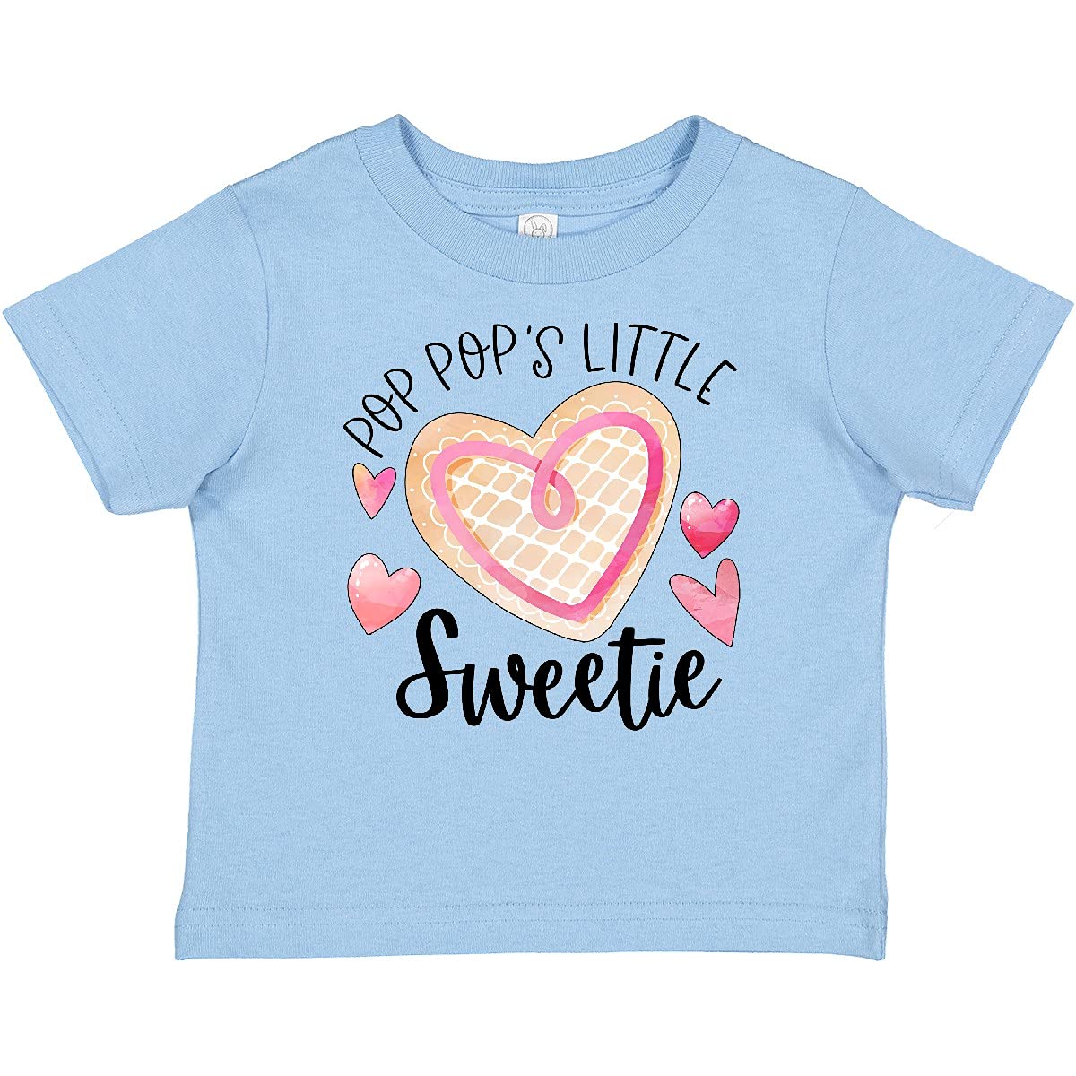 Inktastic Pop Pop's Little Sweetie Pink Heart Cookie Baby T-Shirt - Cute Outfit for Grandparents Day, Family Photos & Special Occasions