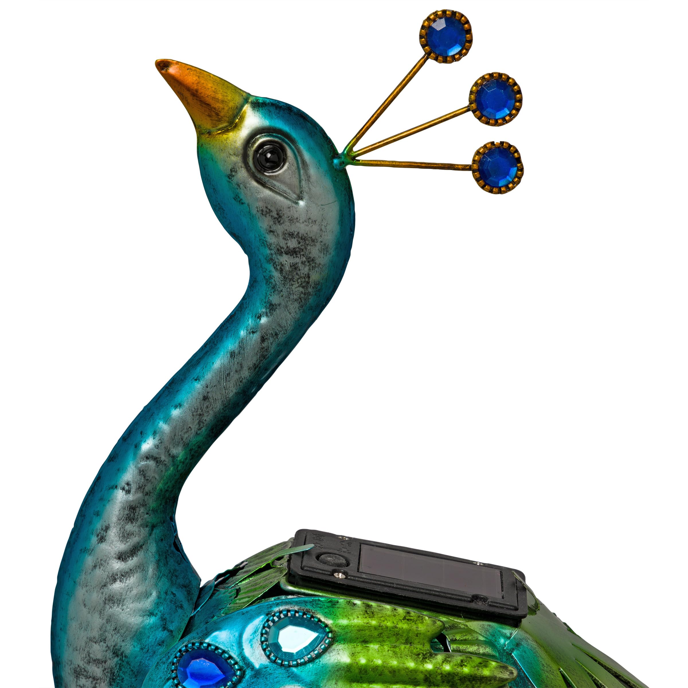 Solar Powered Peacock Garden Statue with LED Lights - 20