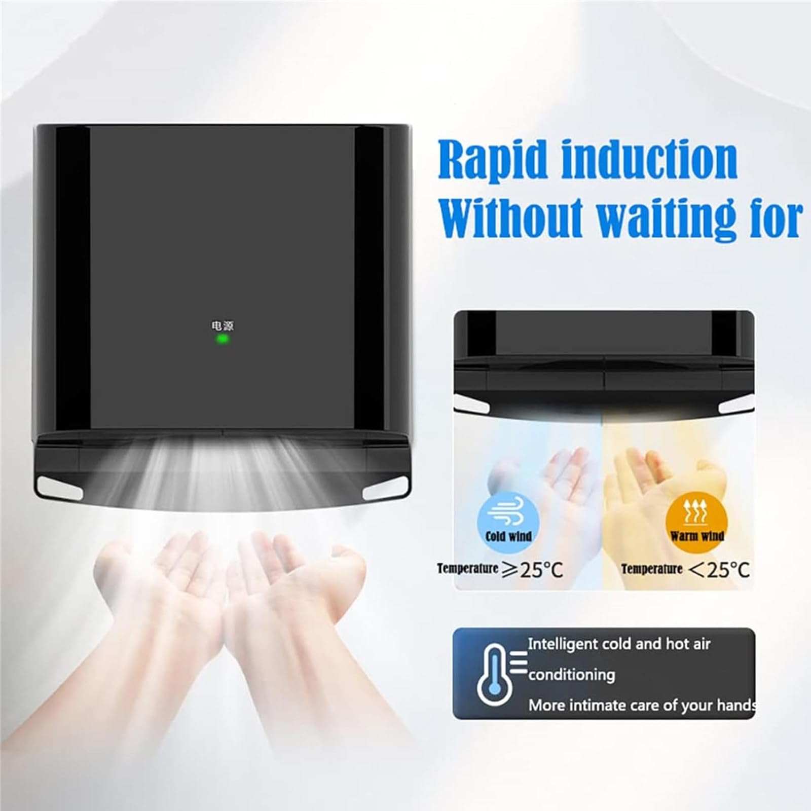 Automatic Commercial Hand Dryer - ABS Wall Mount Air Dryer with Filtration System for Toilets, Washrooms & WC - Gold Finish - Ideal for Hotels, Restaurants, and Public Restrooms
