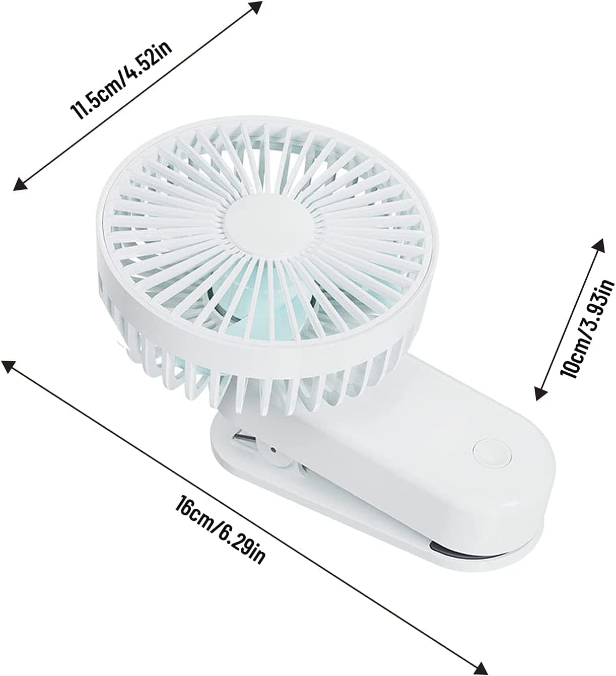 Portable Mini Clip on Fan - 2400mAh Rechargeable USB Battery Operated Stroller Fan with Magnetic Base, White - Perfect for Baby Strollers, Office Desks, and Outdoor Activities