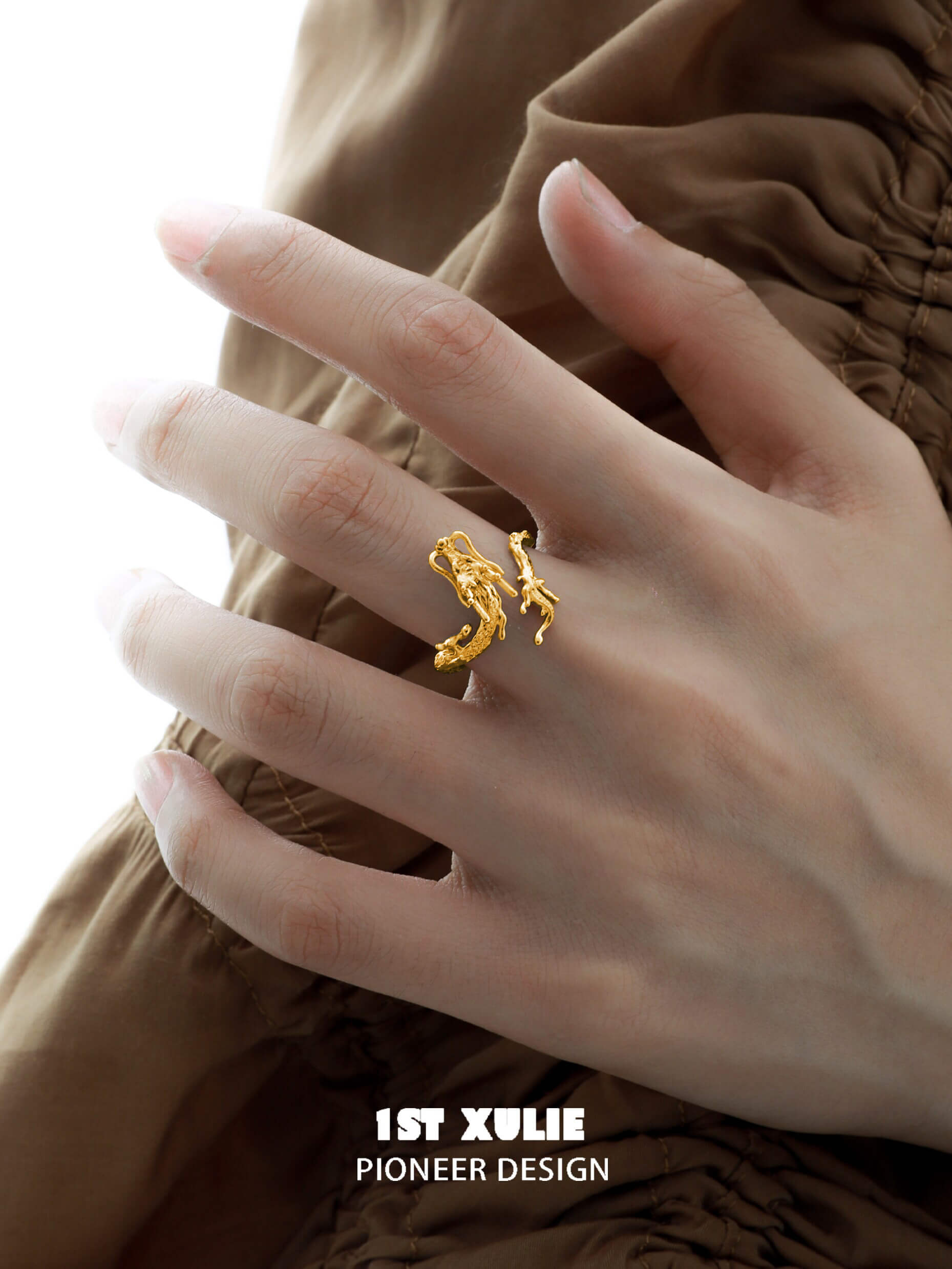 Loong S925 Sterling Silver Gold Dragon Ring for Men & Women - Elegant Chinese Dragon Jewelry for Gifts, Weddings & Special Occasions