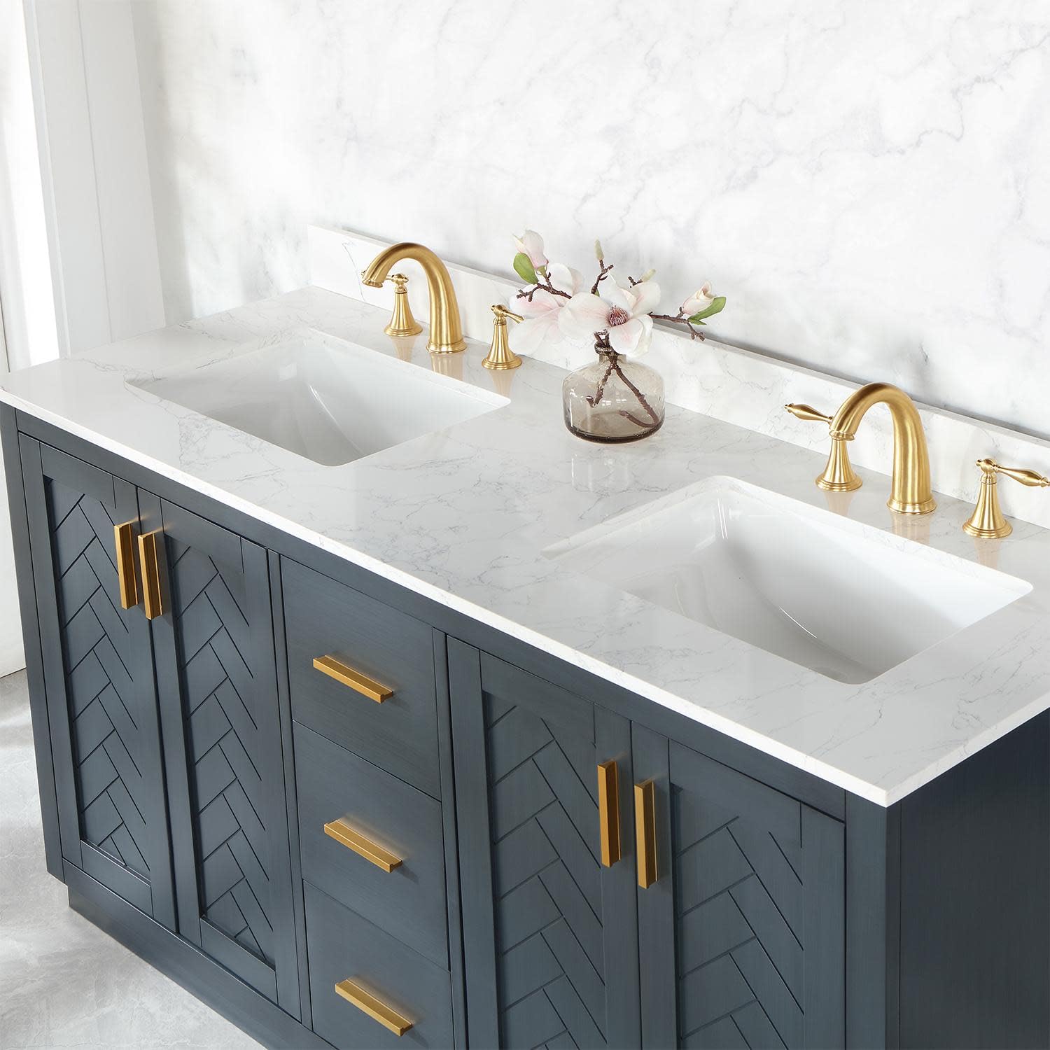 Gazsi 60 Inch Double Sink Bathroom Vanity Set in Charcoal Blue - No Mirror Included | Modern Bathroom Furniture for Master Bath & Guest Bath Remodel