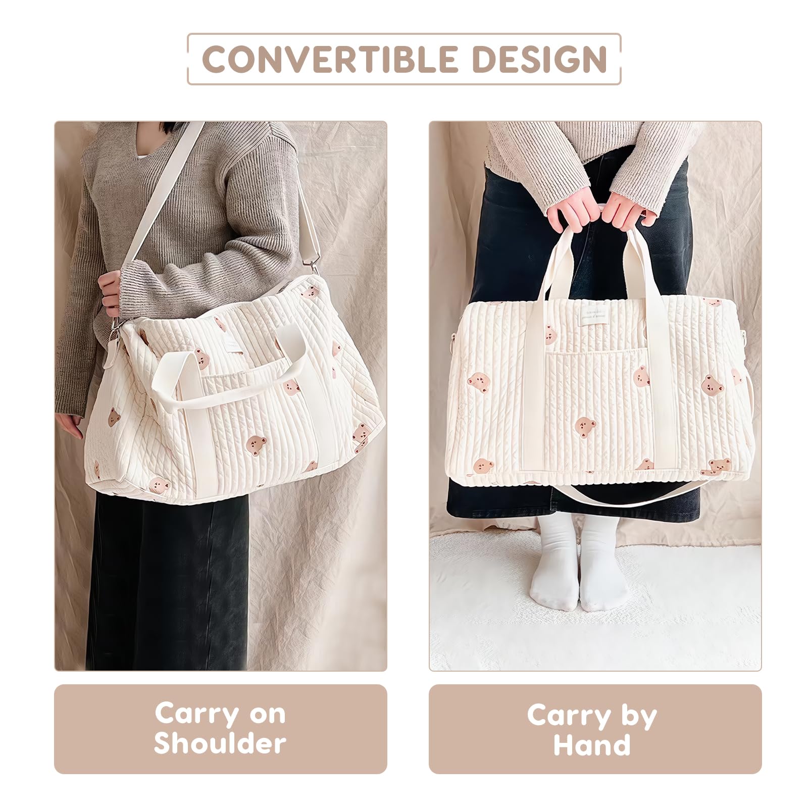 SONARIN Large Capacity Waterproof Diaper Bag - Lightweight Travel Tote, Messenger & Nappy Changing Bag for Moms | Perfect for Baby Essentials, Daycare, Hospital Visits & Family Outings