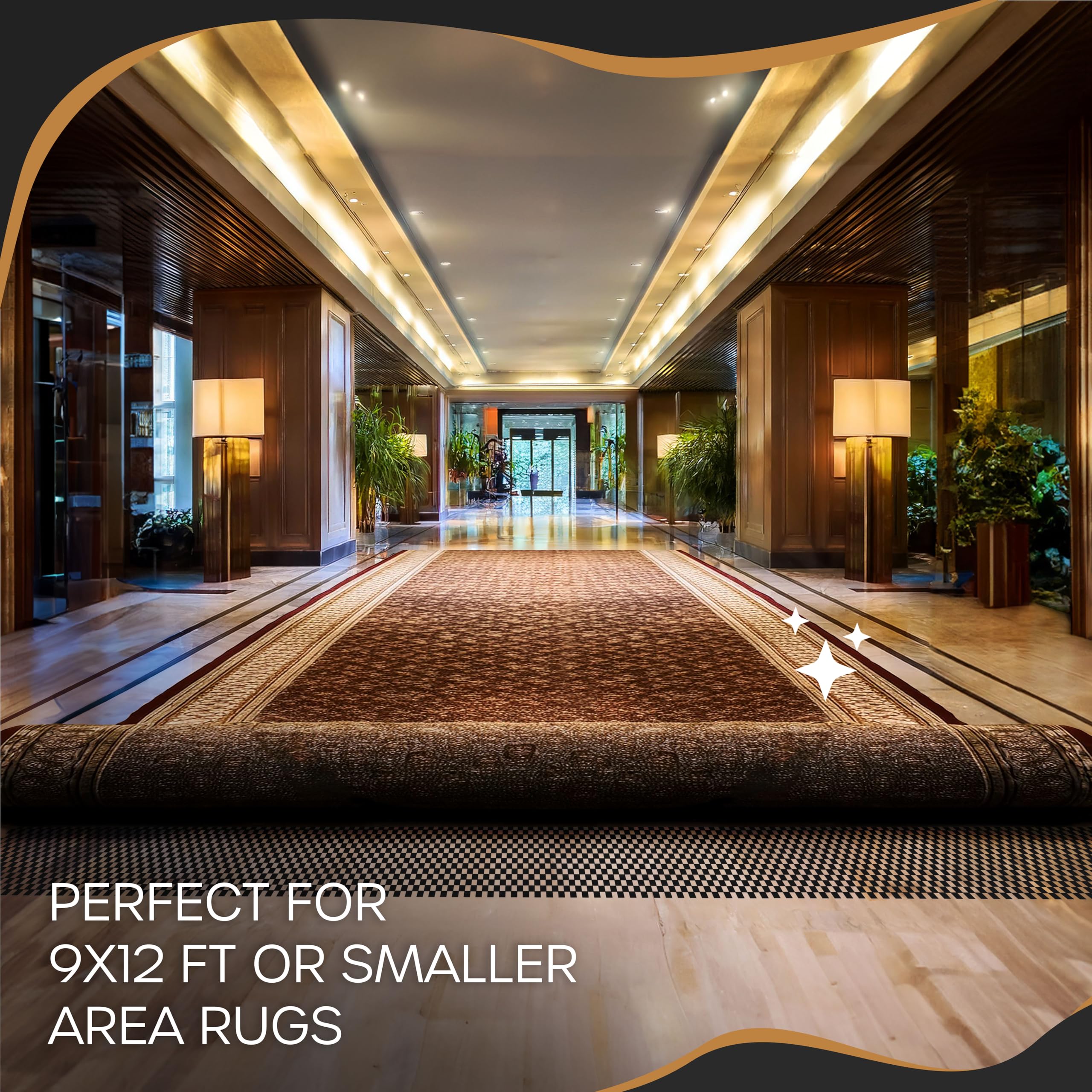 Non-Slip Rug Pad 9x12 Ft - PVC Anti-Skid Rug Gripper for Hardwood Floors, Tile, Slate & Stone - Cut-to-Fit Under Rug Pad - Prevents Sliding & Protects Floors - Perfect for Living Room, Bedroom, Office & High-Traffic Areas