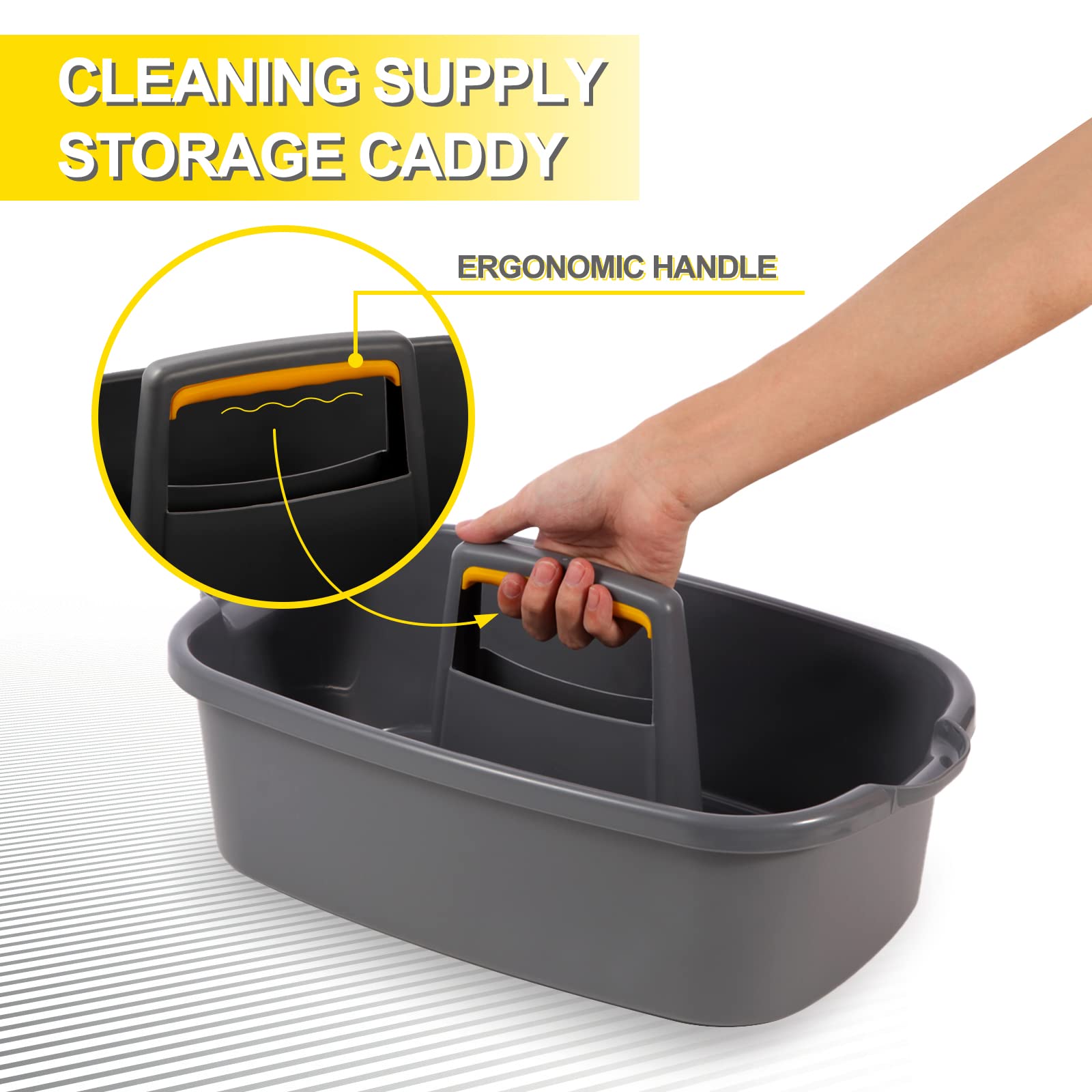 Plastic Cleaning Caddy Organizer with Handle - 2 Pack Storage Basket for Bathroom, Kitchen & Under Sink - Includes 2 Microfiber Cleaning Cloths (Blue) - Perfect for Home Cleaning Supplies Organization & Clutter-Free Storage