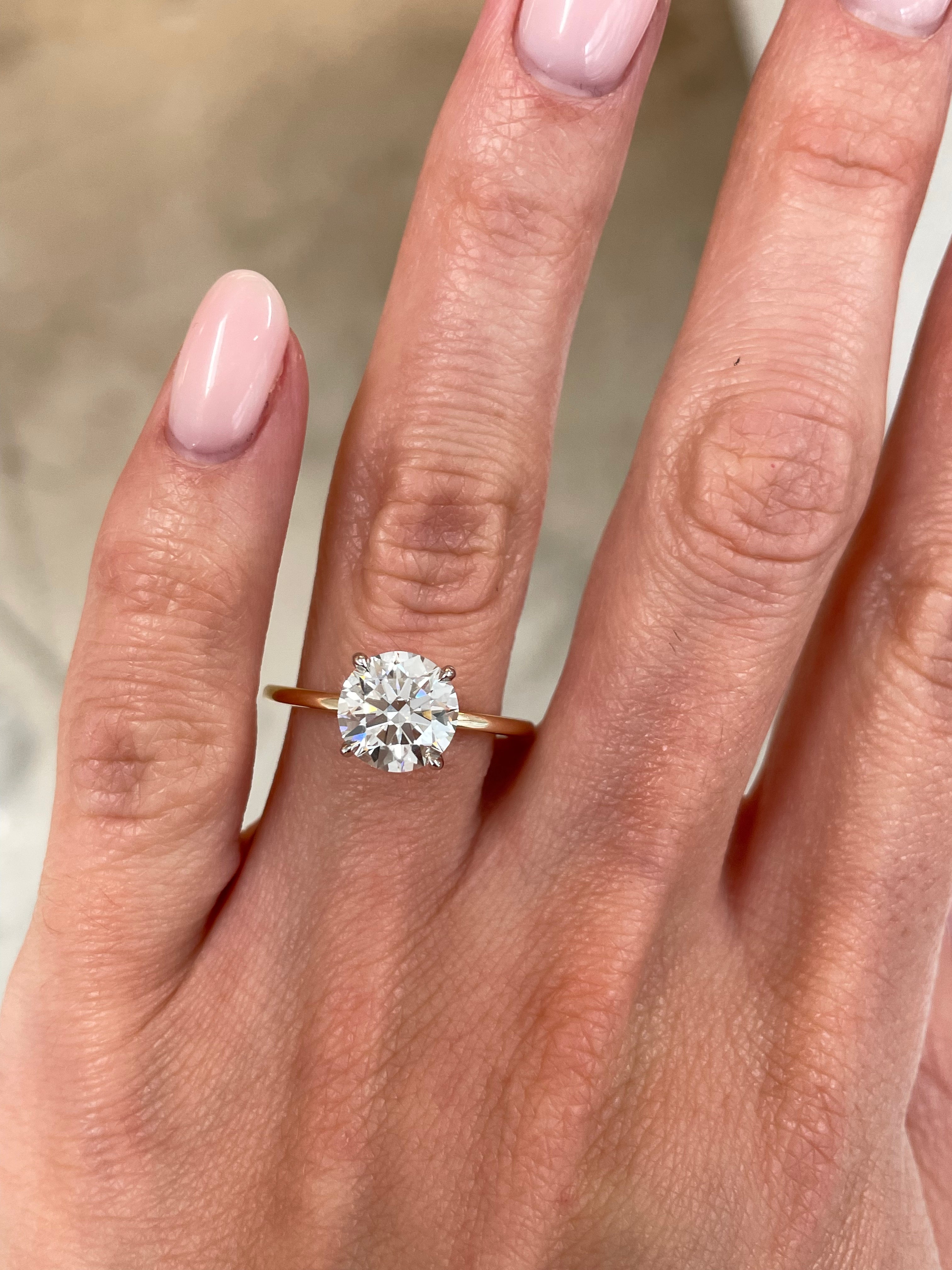 2.55 Carat Lab Grown Diamond Round Brilliant Cut Whisper Thin® Hidden Halo Engagement Ring - Perfect for Proposals, Anniversaries & Special Occasions