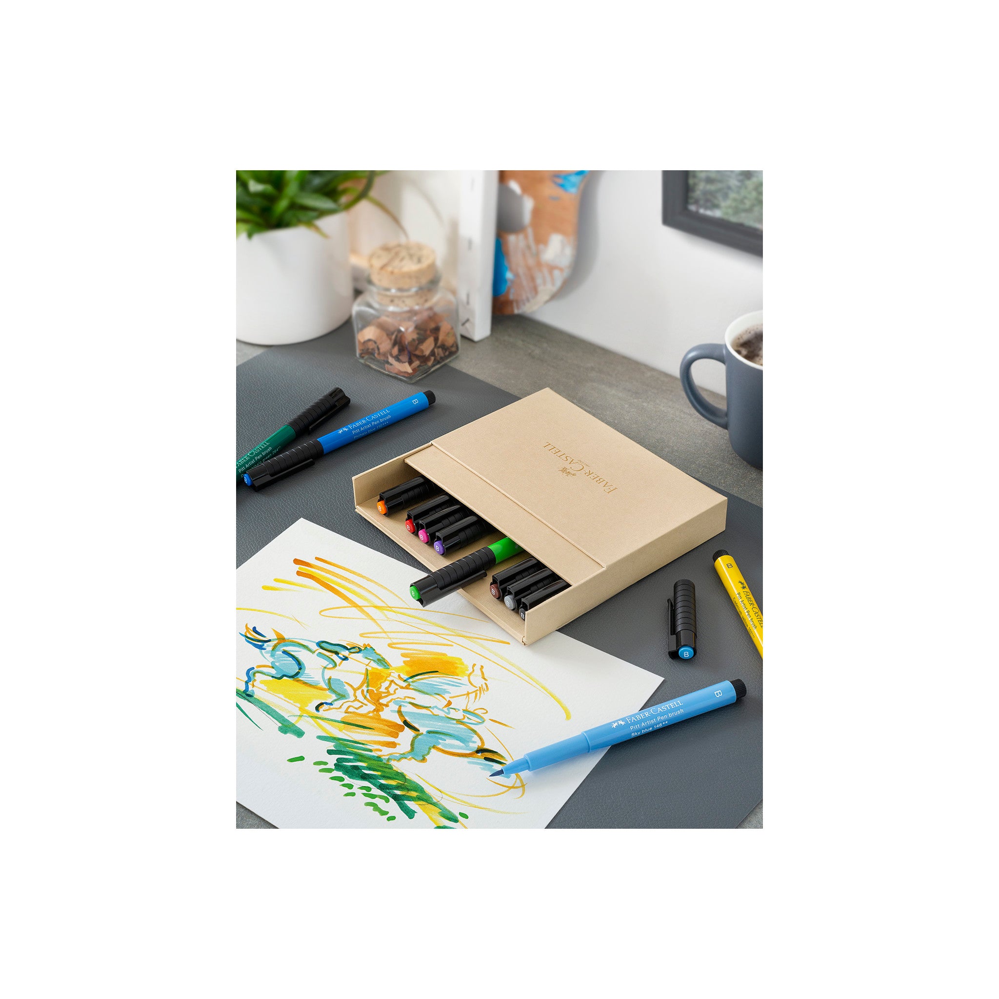 Pitt Artist Pen Brush Set - Studio Gift Box of 12 Pens (167190) | Perfect for Calligraphy, Illustration & Sketching