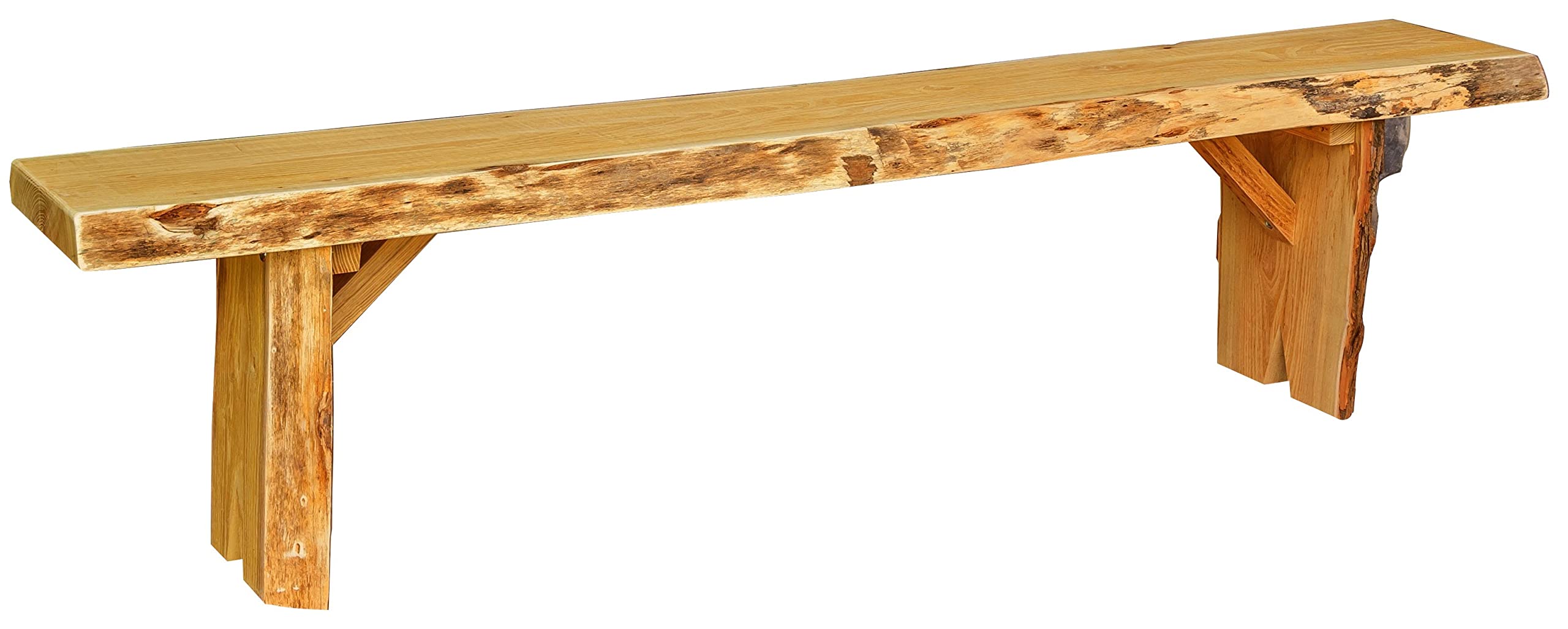 Live Edge Locust Wood 6-Foot Wildwood Bench - Natural Stain - Handcrafted Rustic Furniture for Dining Room, Entryway, or Outdoor Patio - Furniture Barn USA