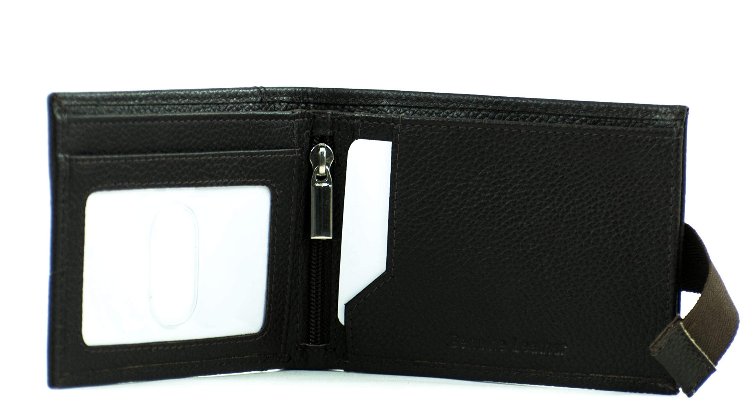 OVERDOSE Men's Ultra Slim Bifold Leather Wallet - RFID Blocking, ID Window & Card Holder - Premium Brown Leather Wallet with Lock Strap & Pocket Chain - Perfect for Everyday Carry, Travel & Business Use