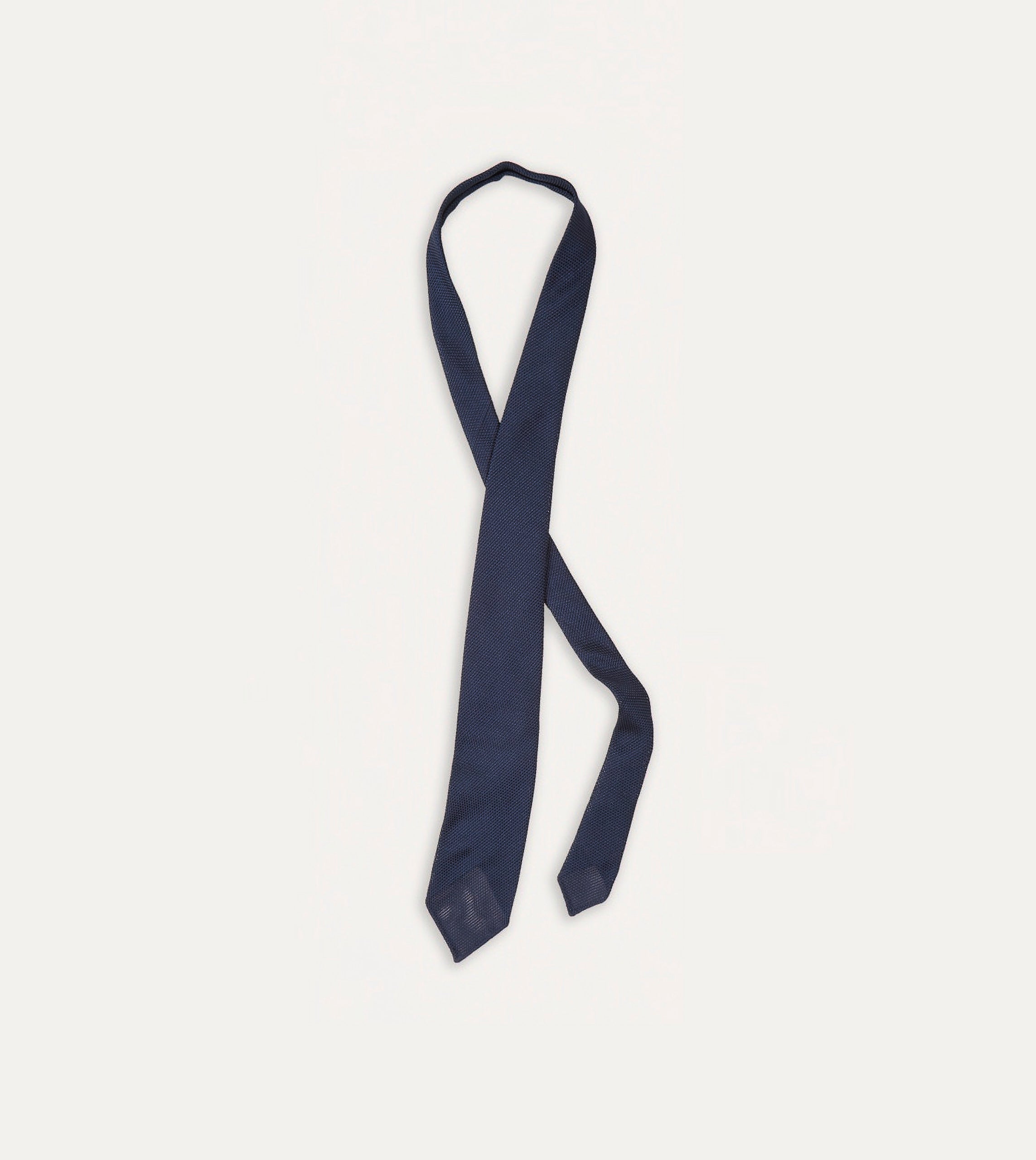 Premium Navy Blue Grenadine Silk Tie - Hand Rolled Fine Woven Necktie for Men | Perfect for Weddings, Business Meetings & Formal Occasions