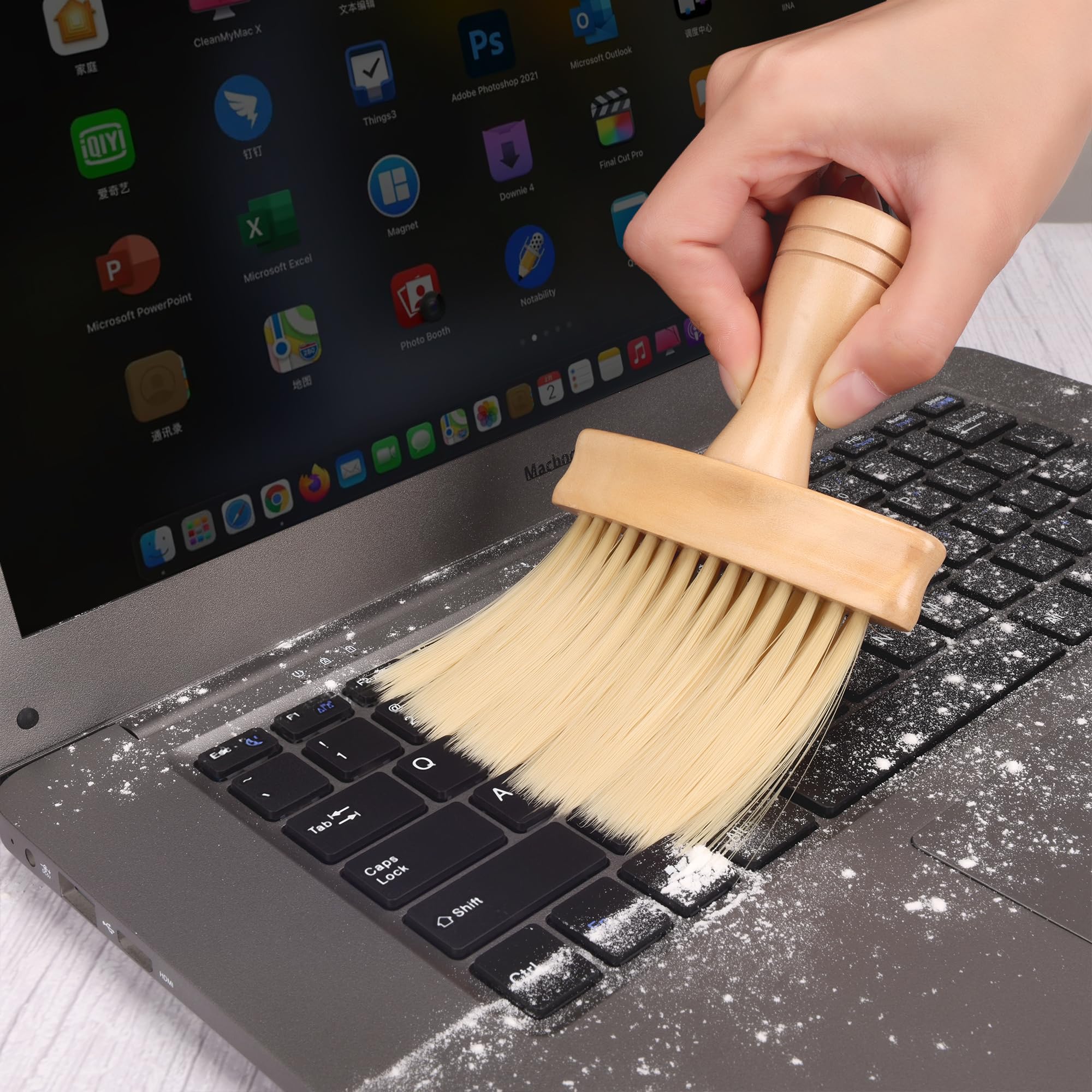 Wooden Keyboard Brush - Premium Cleaning Tool for Computer, Laptop, PC, and Car Detailing | Perfect for Office, Home, and Travel Use
