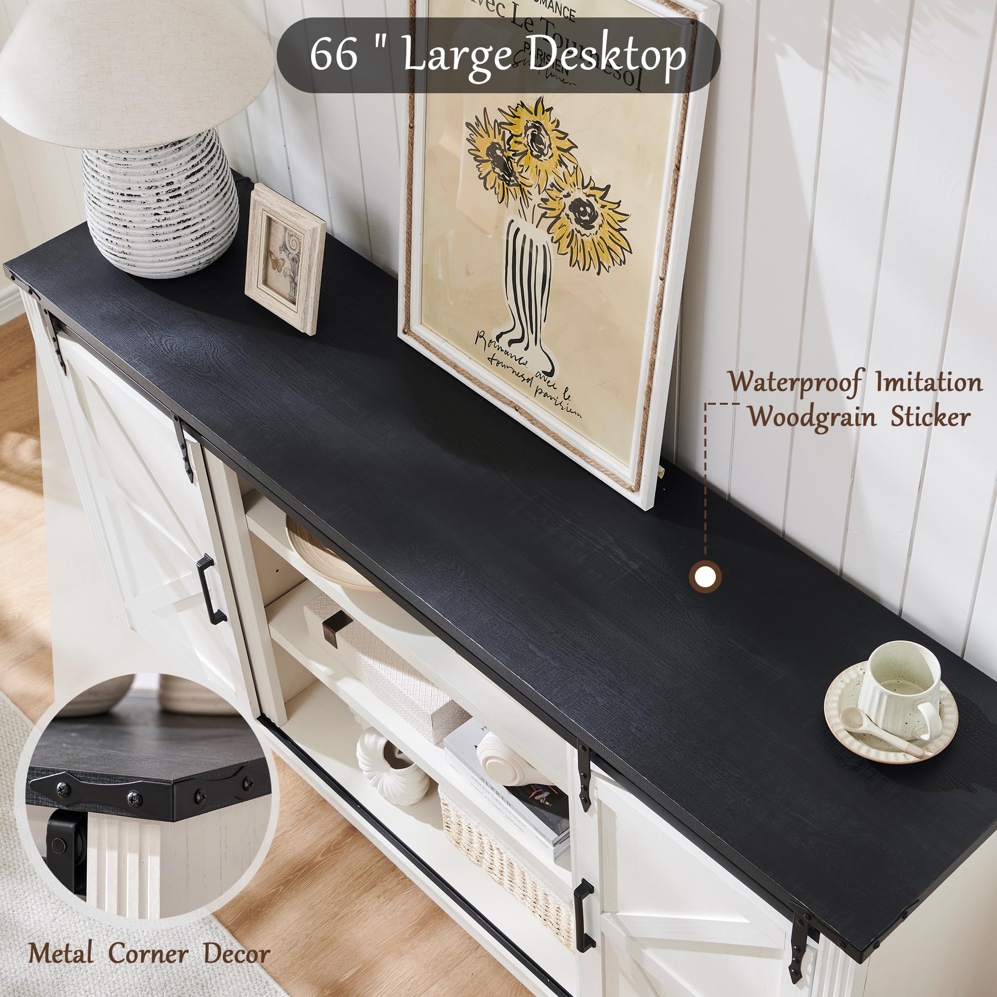 Rustic Farmhouse TV Stand for 75+ Inch TVs - 66