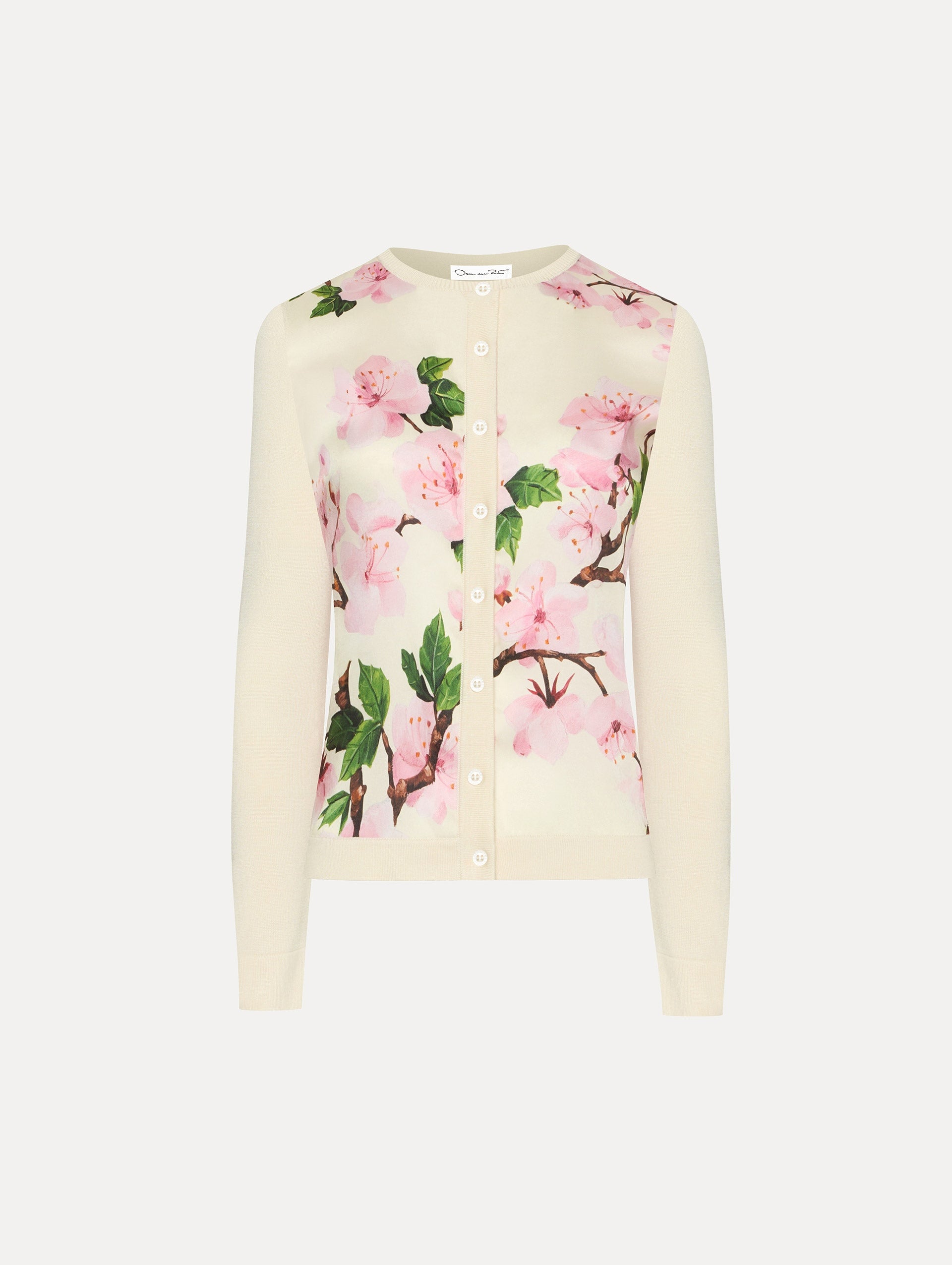 Cherry Blossom Silk Cardigan for Women - Elegant Floral Print Blouse with Silk Inserts - Perfect for Spring Outfits, Office Wear & Special Occasions