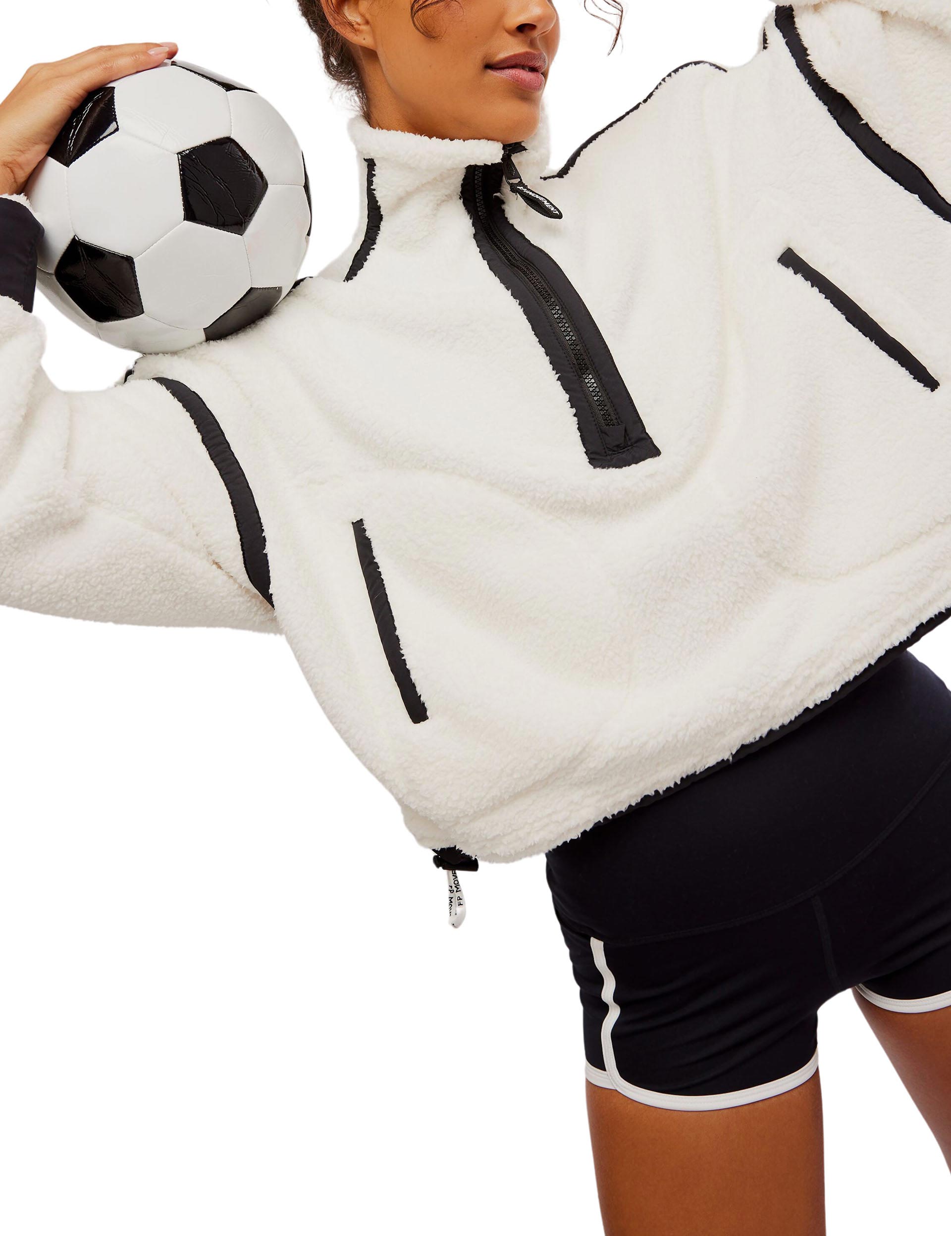 Mountain High 1/2 Zip Fleece Pullover - Soft Thermal Winter Jacket for Men & Women | White Color Combo | Perfect for Hiking, Camping & Outdoor Activities