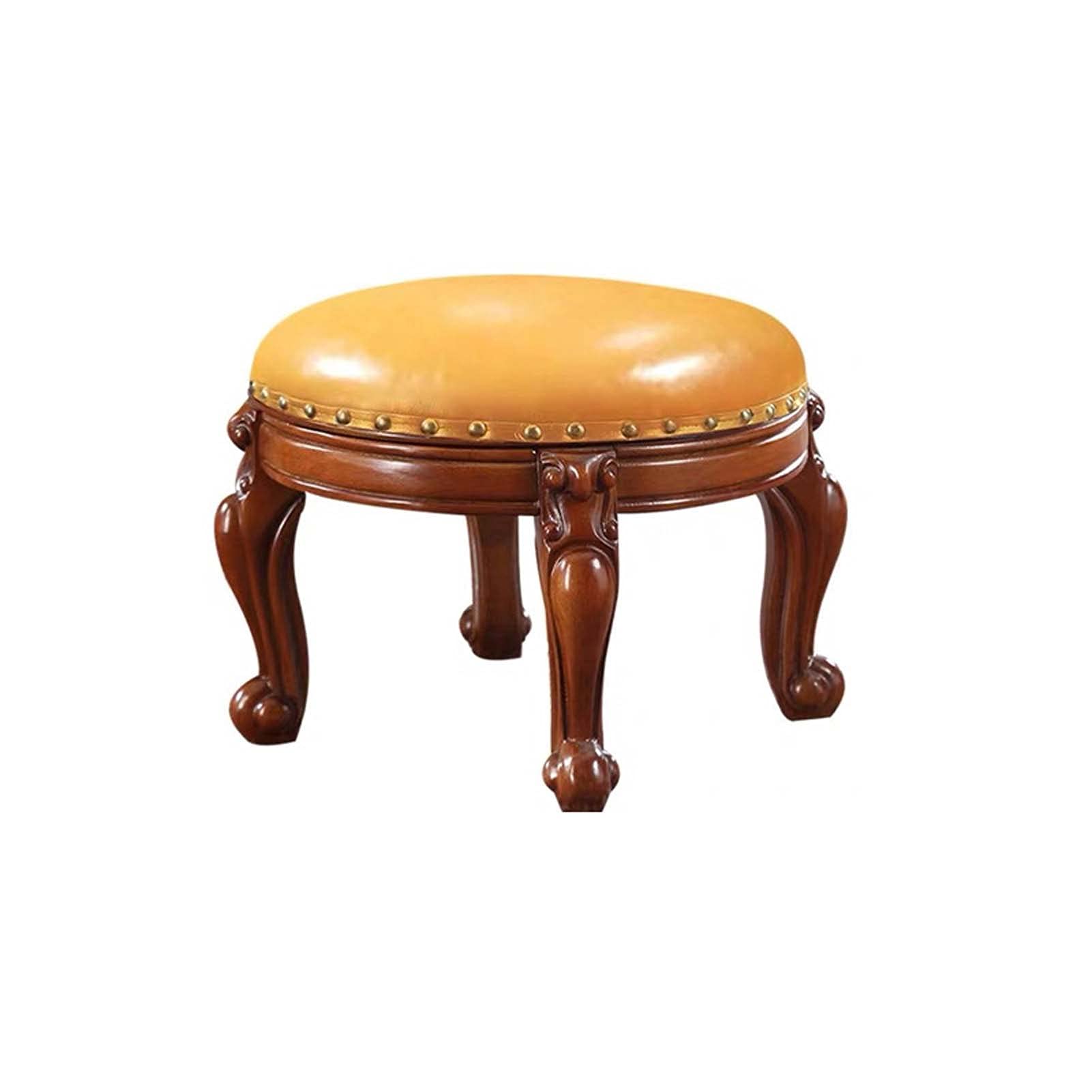 Wooden Foot Rest Ottoman with 4 Stable Legs - Round Footstool for Under Desk, Office Chair & Living Room - Versatile Vanity Stool for Home, Office & Relaxation (Perfect for Work Desks, Couches & Dressing Tables)