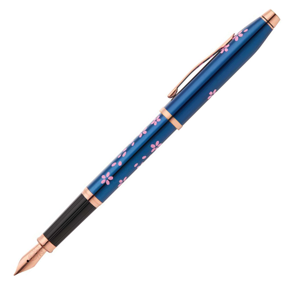 Cross Century II Fountain Pen - Cherry Blossom Translucent Blue Lacquer Finish - Premium Writing Instrument for Business, Journaling & Gift Giving