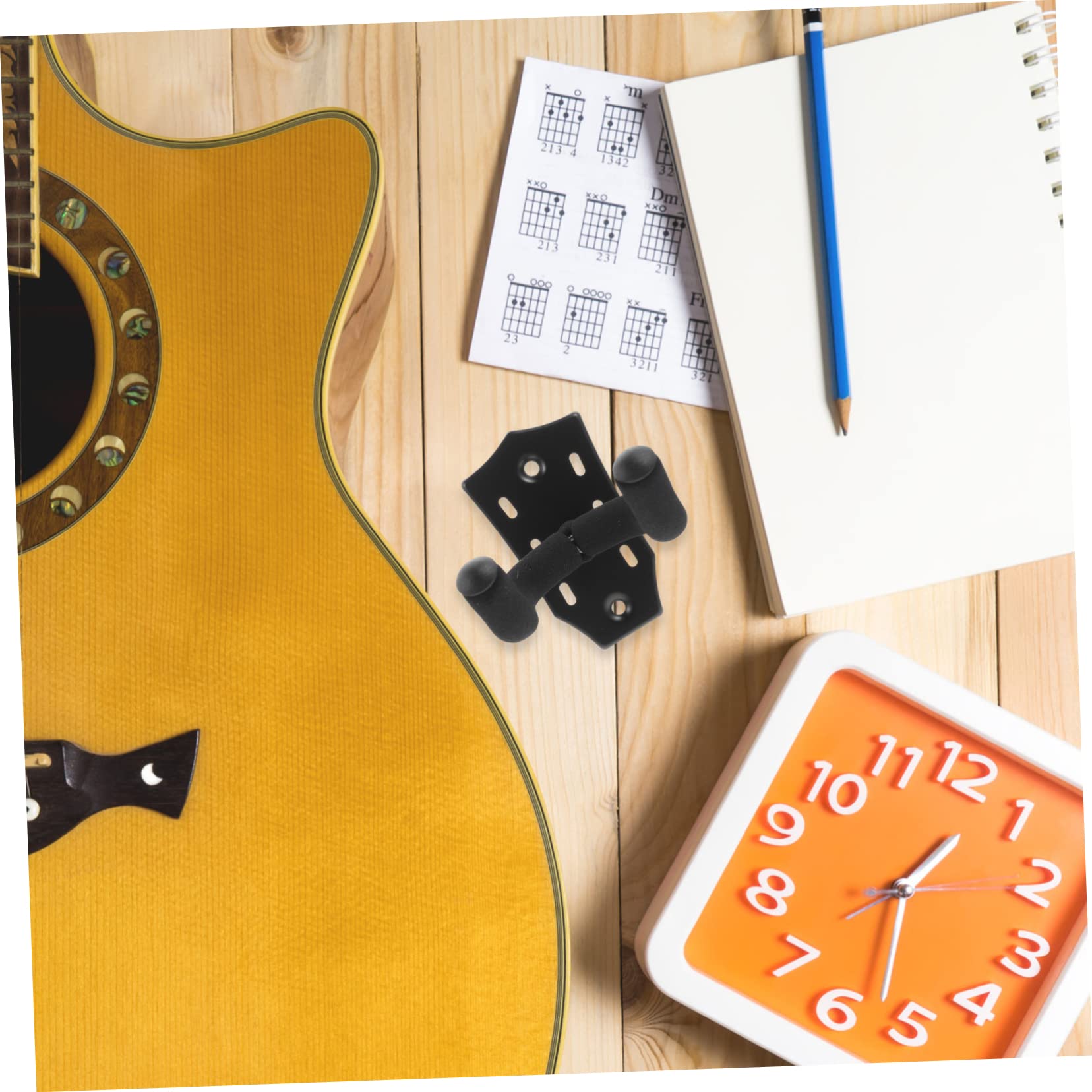 VICASKY Black Alloy Guitar Wall Hanger - Heavy Duty Ukulele & Instrument Holder with Keychain Hook, Wall Mount Clothes Rack for Bedroom, Studio, Music Room Organization