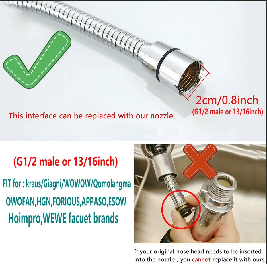 Pull Down Kitchen Faucet Sprayer Head Replacement - Brushed Nickel for Sink Cleaning & Dishwashing