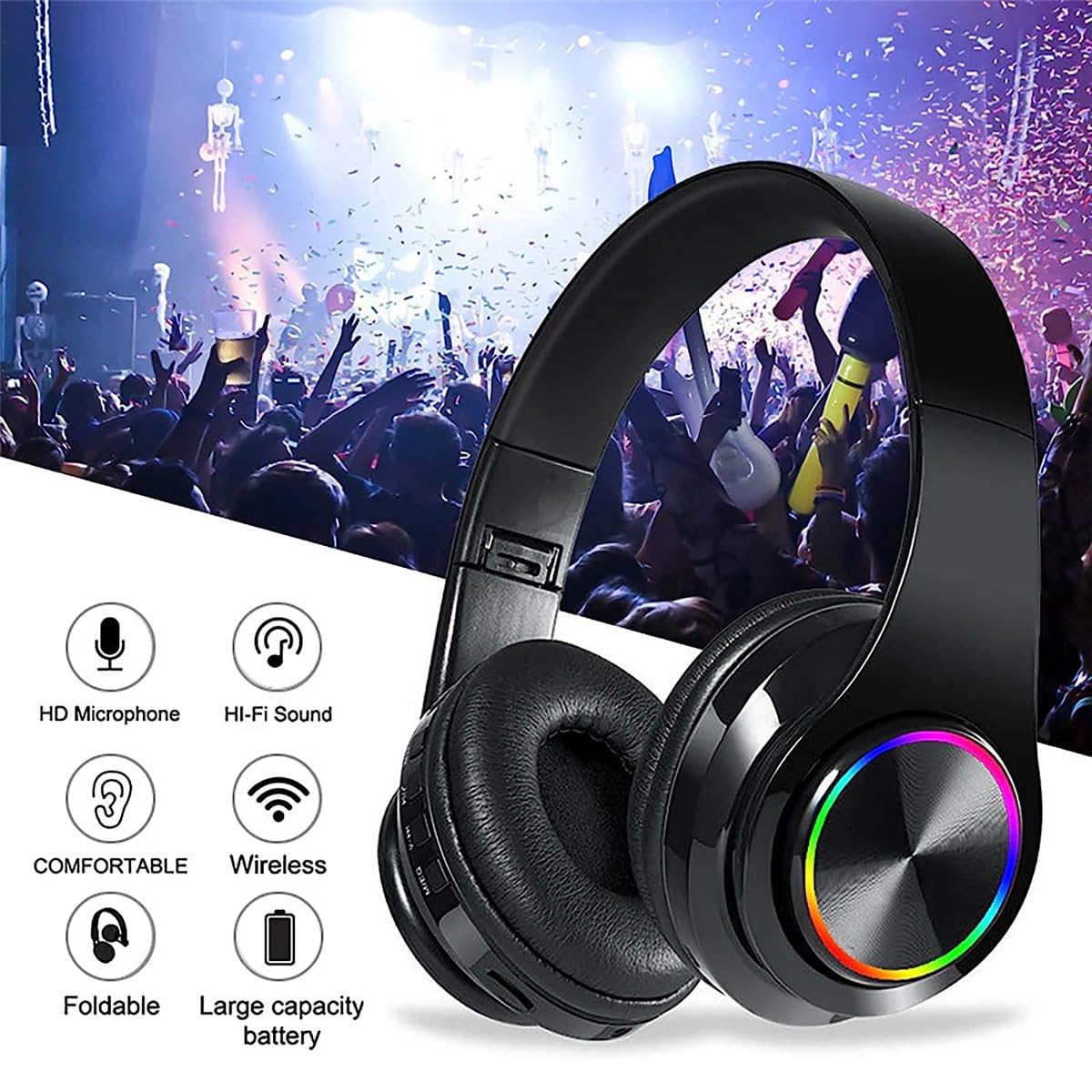 TFUFR Wireless Bluetooth Over-Ear Headphones with Noise Cancelling Mic, Foldable Lightweight Design for Online Classes, Work, Gaming & Travel - Perfect for Home Office, Commuting and Virtual Meetings