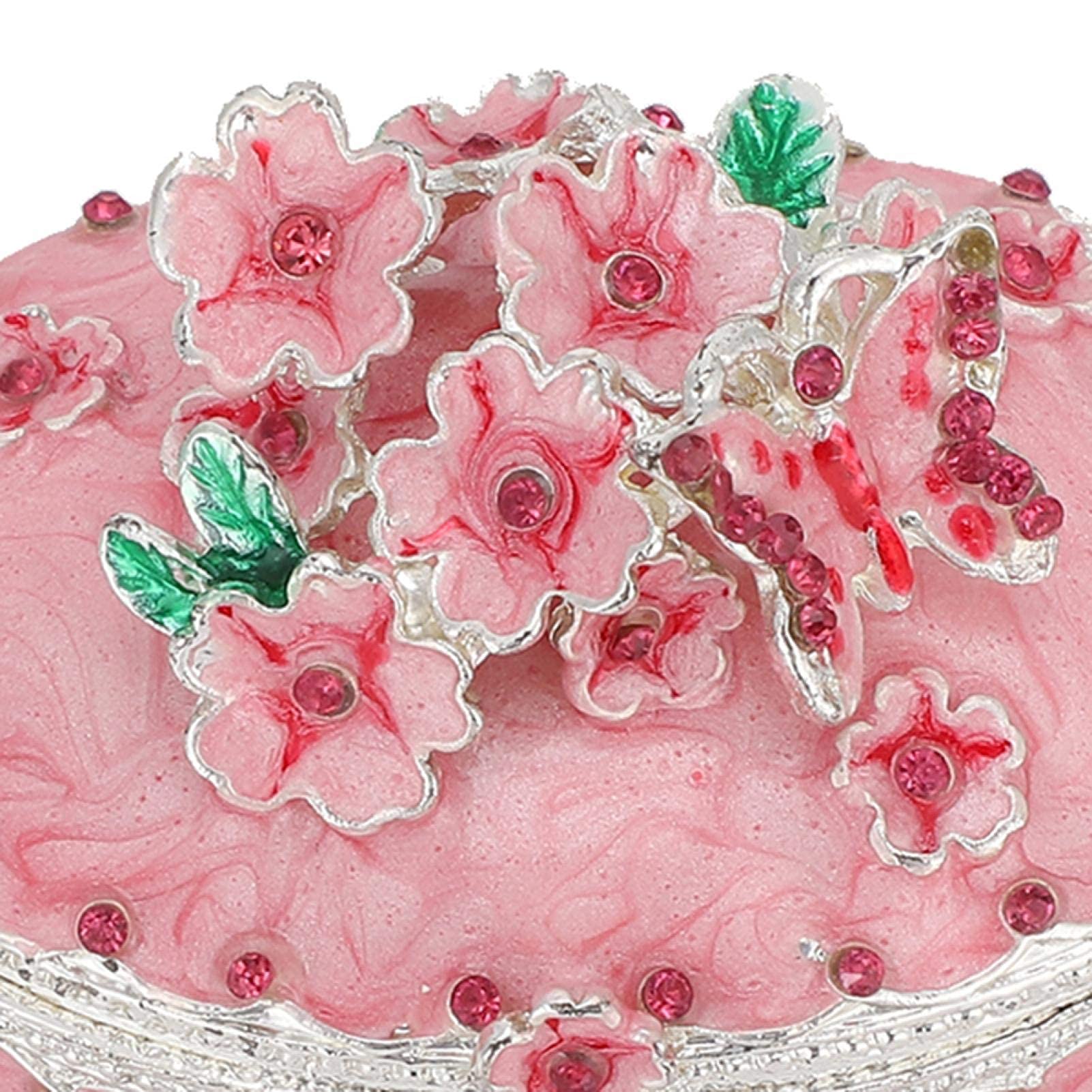 Cherry Blossom Jewelry Box - Crystal Decorative Trinket Box for Earrings, Rings & Small Accessories - Elegant Pink Gift for Women, Valentine's Day, Mother's Day & Special Occasions - Perfect for Dresser, Vanity & Home Décor