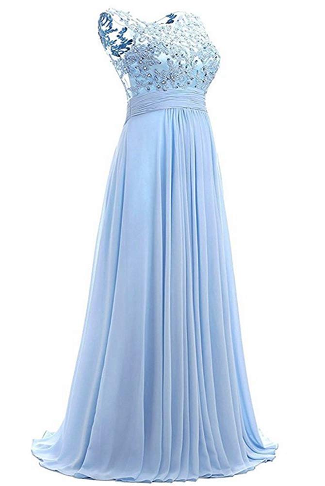 Elegant Long Beaded Chiffon Bridesmaid Dress for Women - Formal Prom Gown for Weddings, Parties & Special Occasions