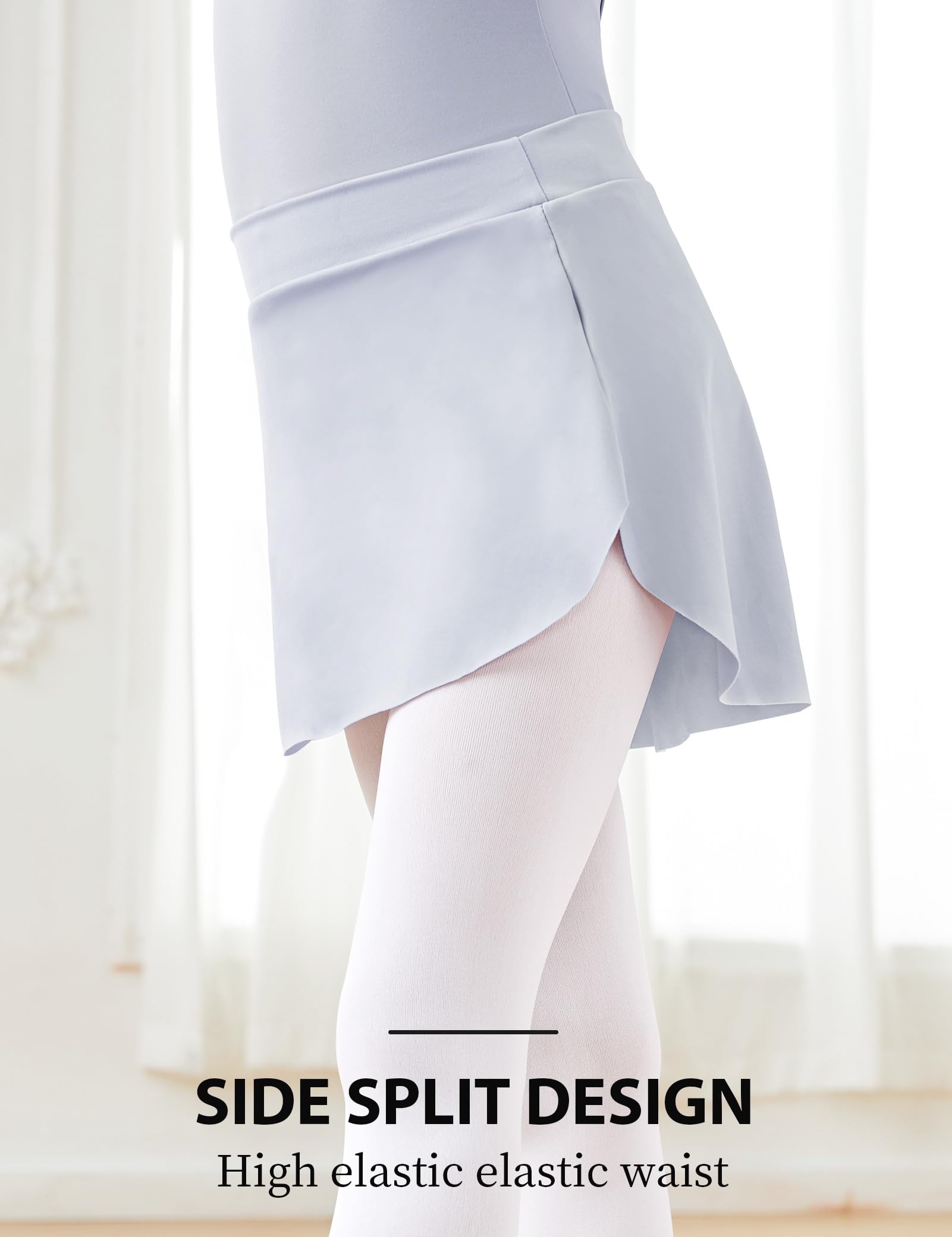 Ballet Skirts for Girls - Kids Dance Tutu Skirt with Attached Shorts, Wrap Ballet Practice Skirt for Class, Recital, Performance & Photo Shoot
