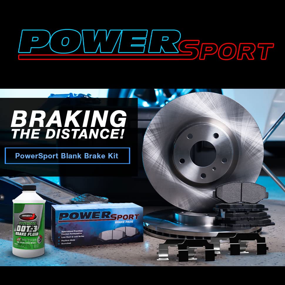 High-Performance Power Sport Front Brake Kit - Heavy Duty Brake Pads & Rotors with Hardware (BLB1.54078.44) - Ideal for Off-Road Vehicles, ATVs & Motorcycles