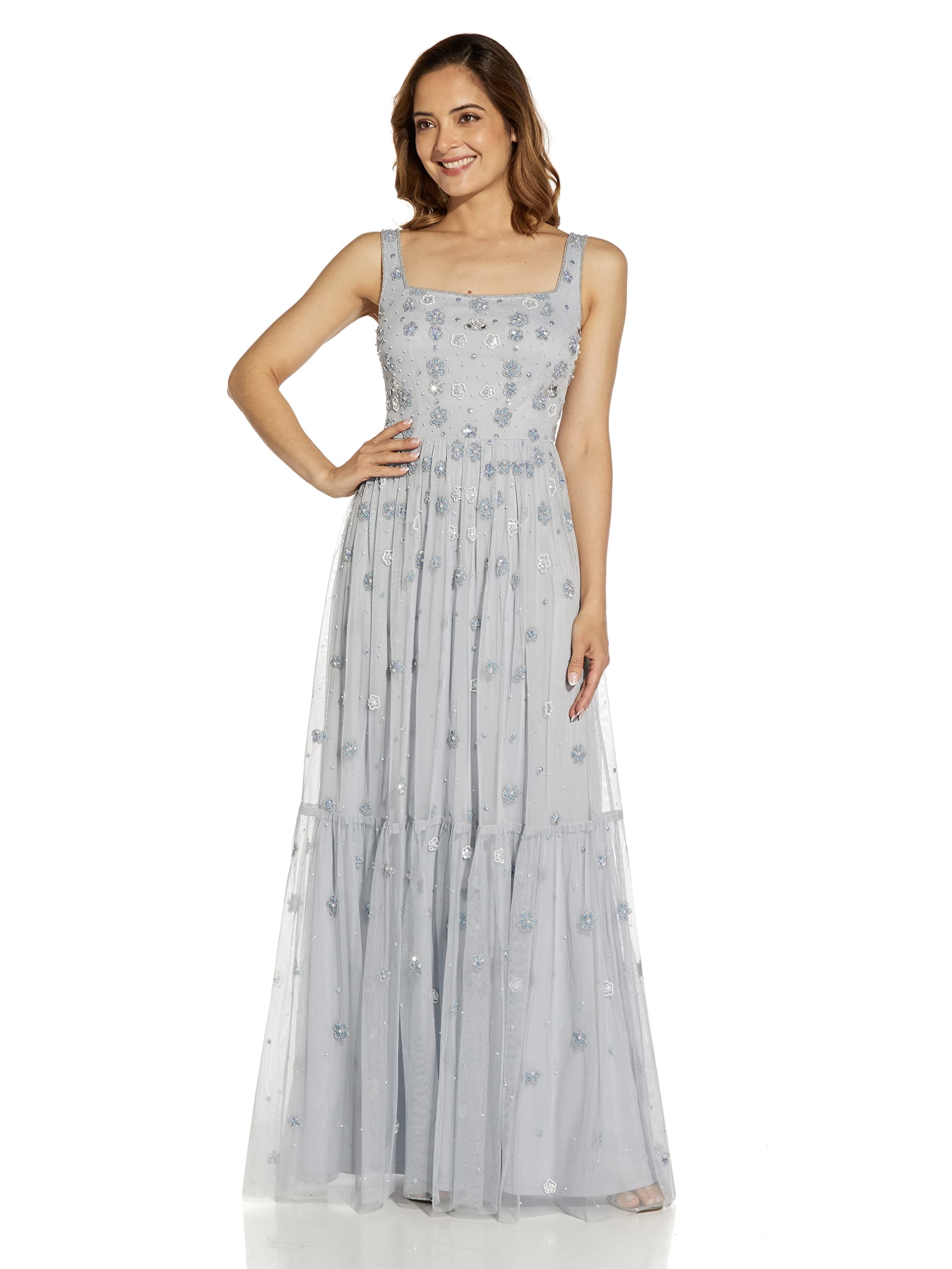 Adrianna Papell Women's Beaded Boho Maxi Dress - Elegant Bohemian Long Sleeve Gown for Weddings, Parties & Special Occasions