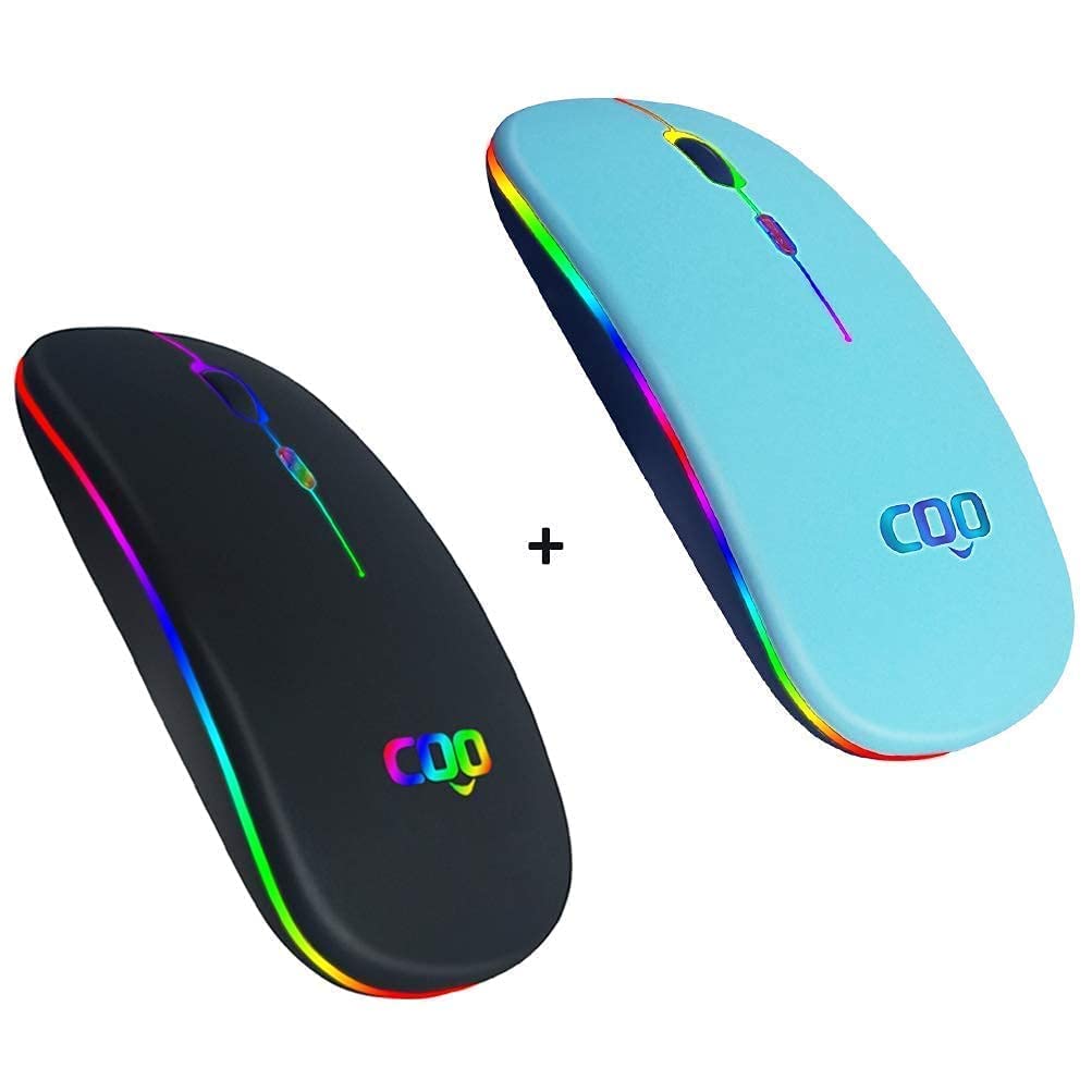 2 Pack Slim Bluetooth 5.0 & 2.4G Wireless Dual Mode Rechargeable Mouse - Ergonomic Silent Click for Laptop, PC, MacBook, iPad - Perfect for Office, Home & Travel Use