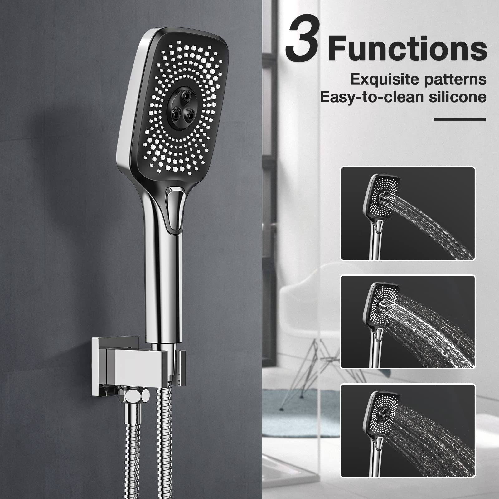 10-inch Rainfall Shower System with Handheld - 3 Function Chrome Stainless Steel Pressure Balance Shower Faucet Set for Bathroom Remodel & Spa-Like Experience