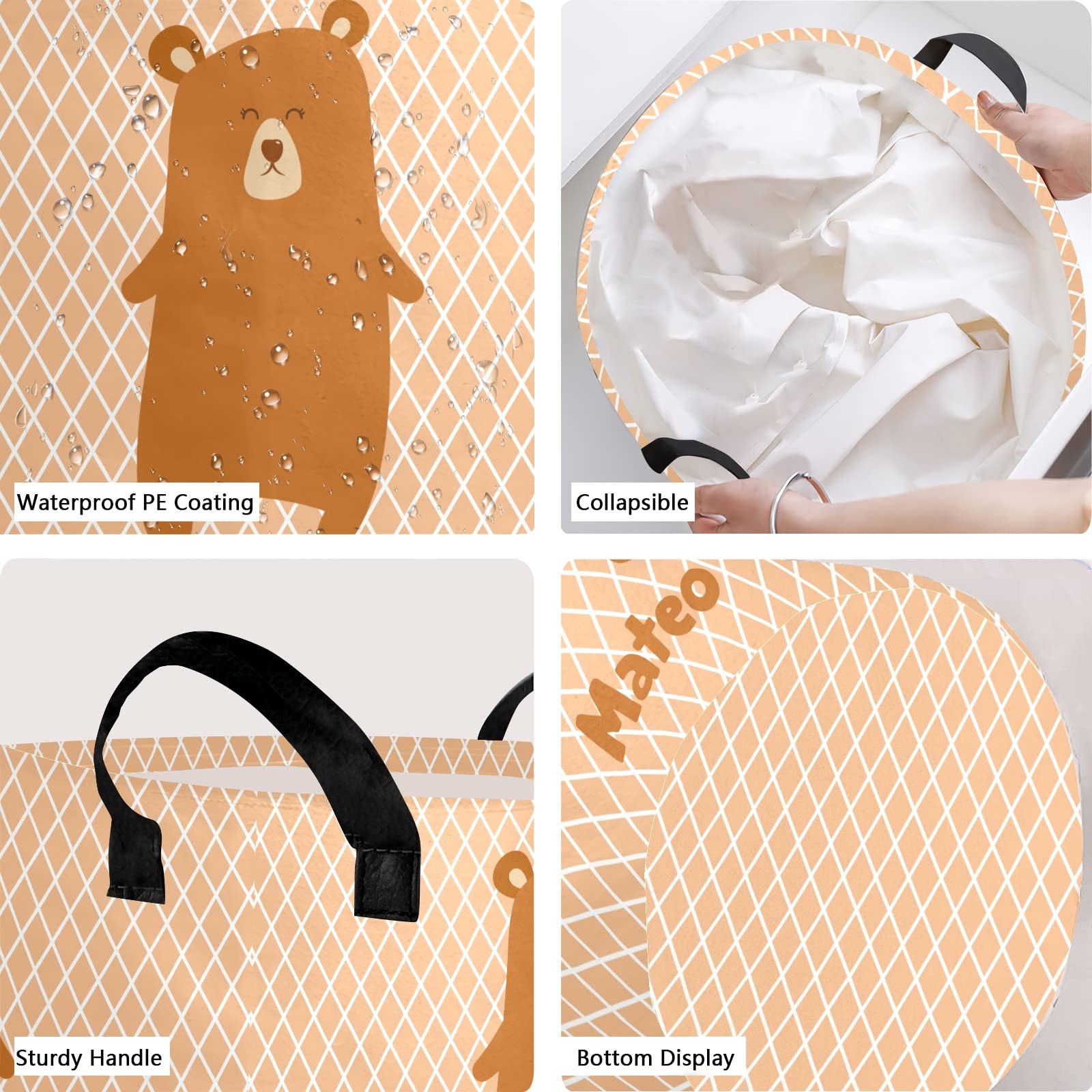 Collapsible Bear Laundry Basket for Kids Room & Nursery Decor
