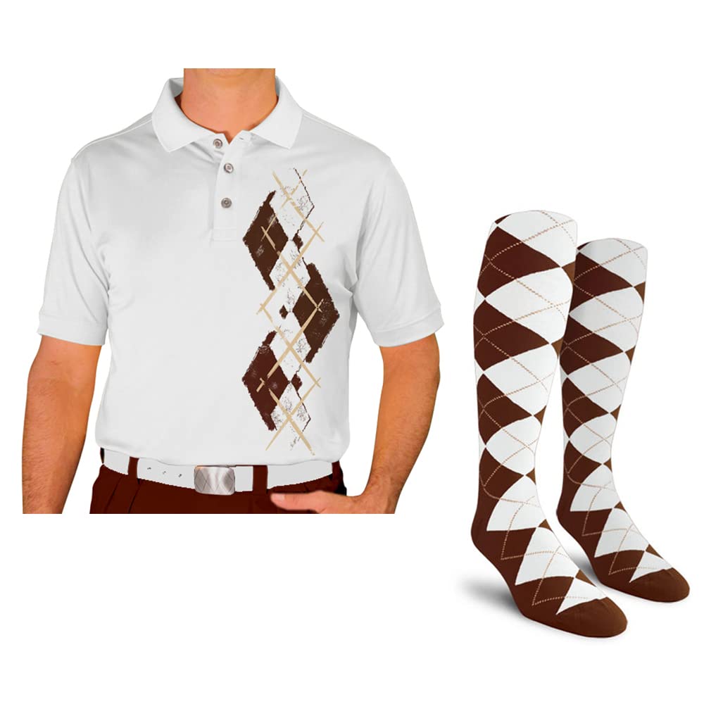 **Men's Dry Fit Short Sleeve Graphic Golf Polo Shirt with Socks - Argyle Paradise (AA-ZZ) - Moisture-Wicking & Breathable for Golf, Tennis & Casual Wear**