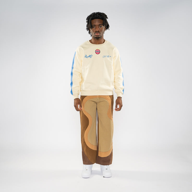 Ronaldinho x KidSuper Cream Crewneck Sweatshirt | Vintage Football & Streetwear Style | Perfect for Casual Wear & Soccer Fans